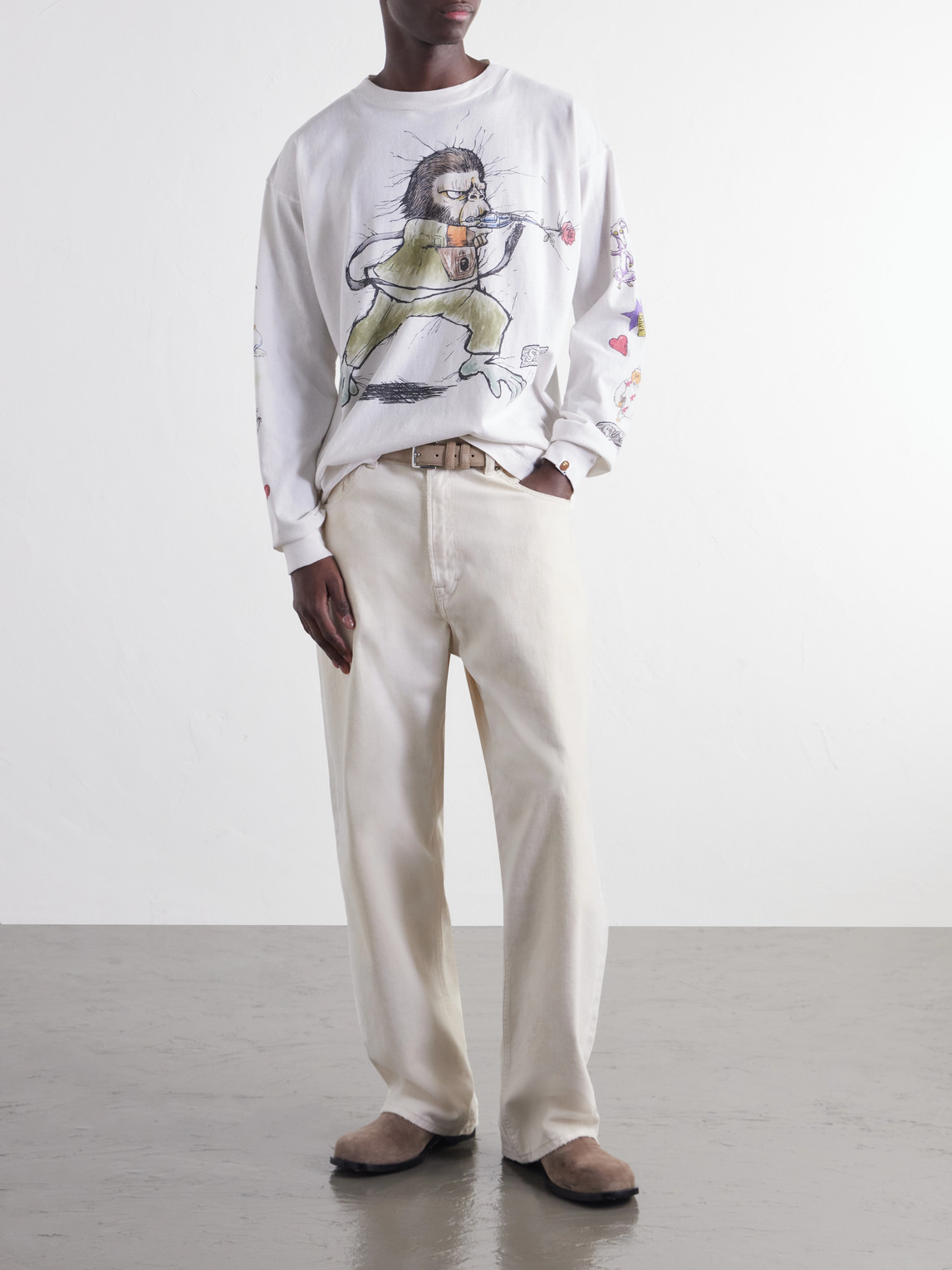Bape® Running Printed Distressed Cotton-Jersey T-Shirt
