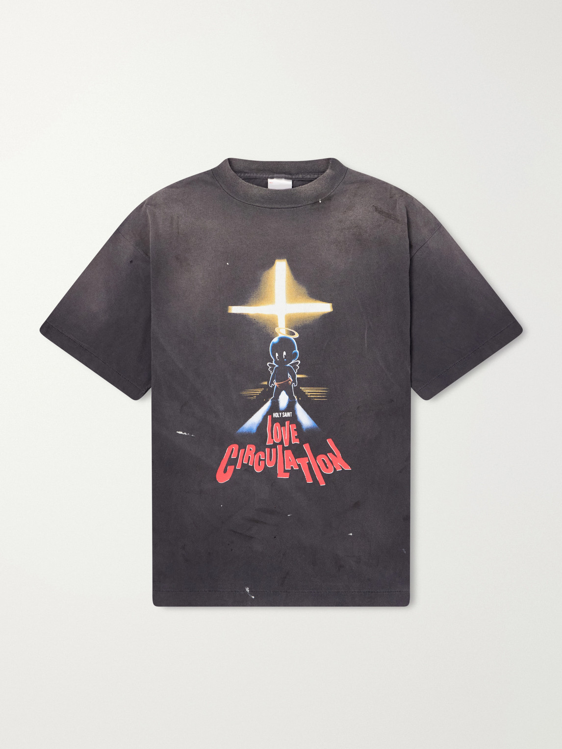 Love Circulation Printed Distressed Cotton-Jersey T-Shirt