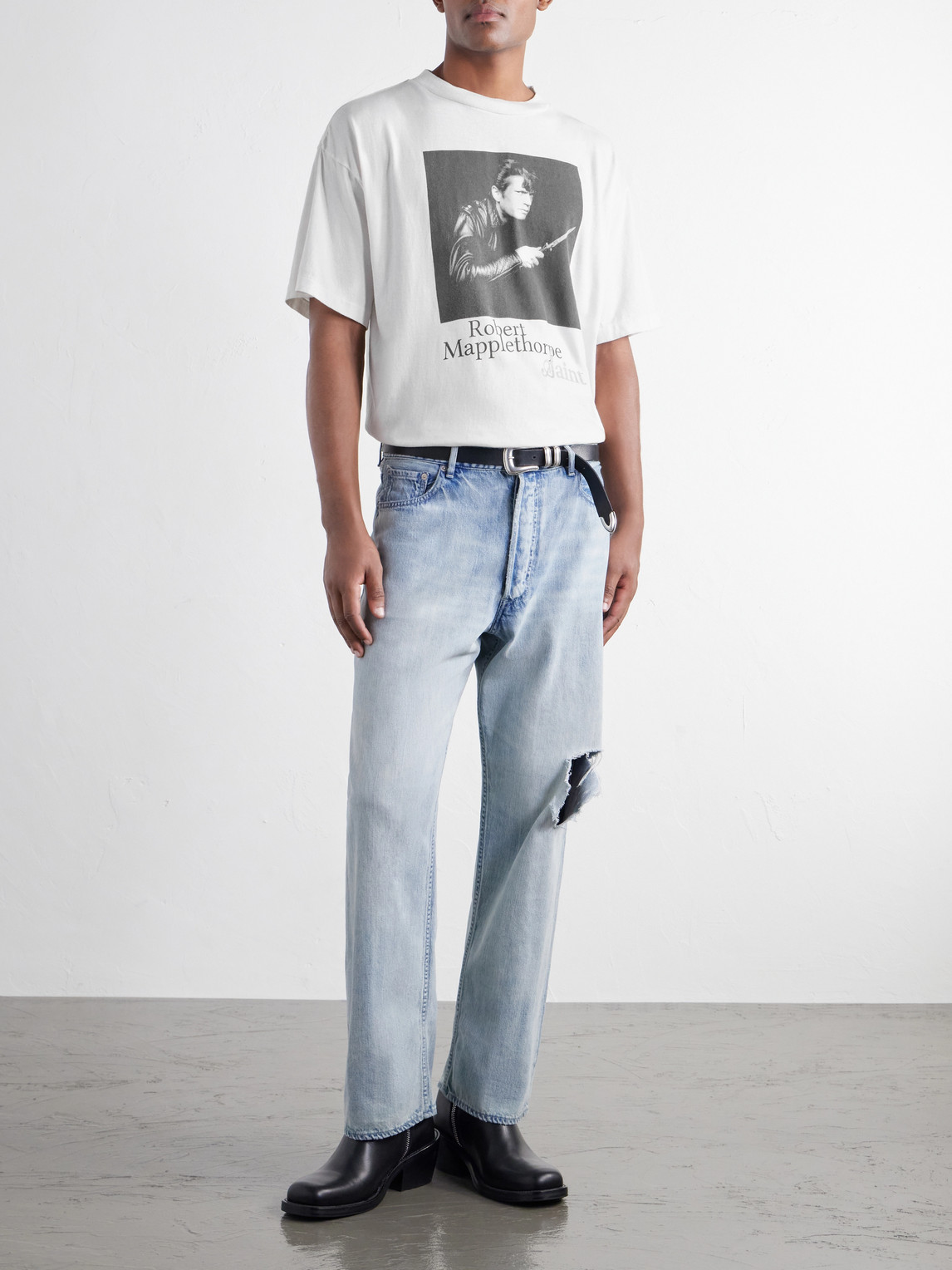 Robert Mapplethorpe Self-Portrait Distressed Printed Cotton-Jersey T-Shirt
