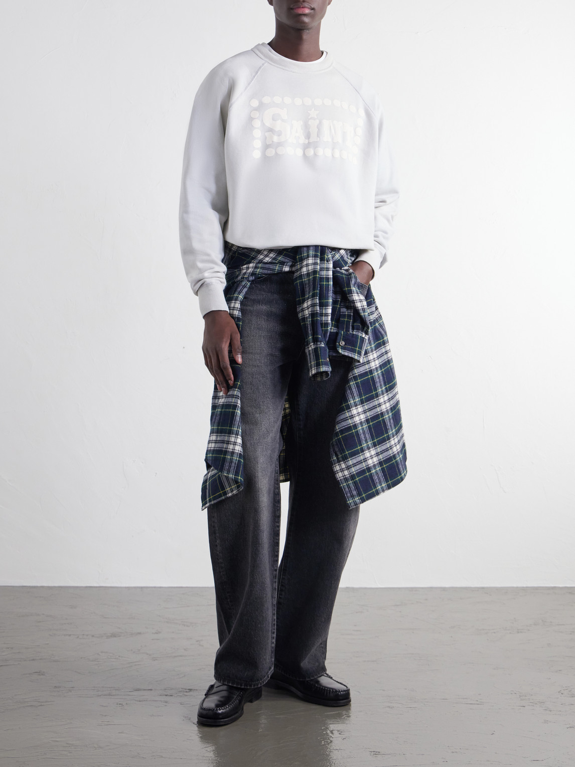 Saint Printed Distressed Cotton-Jersey Sweatshirt