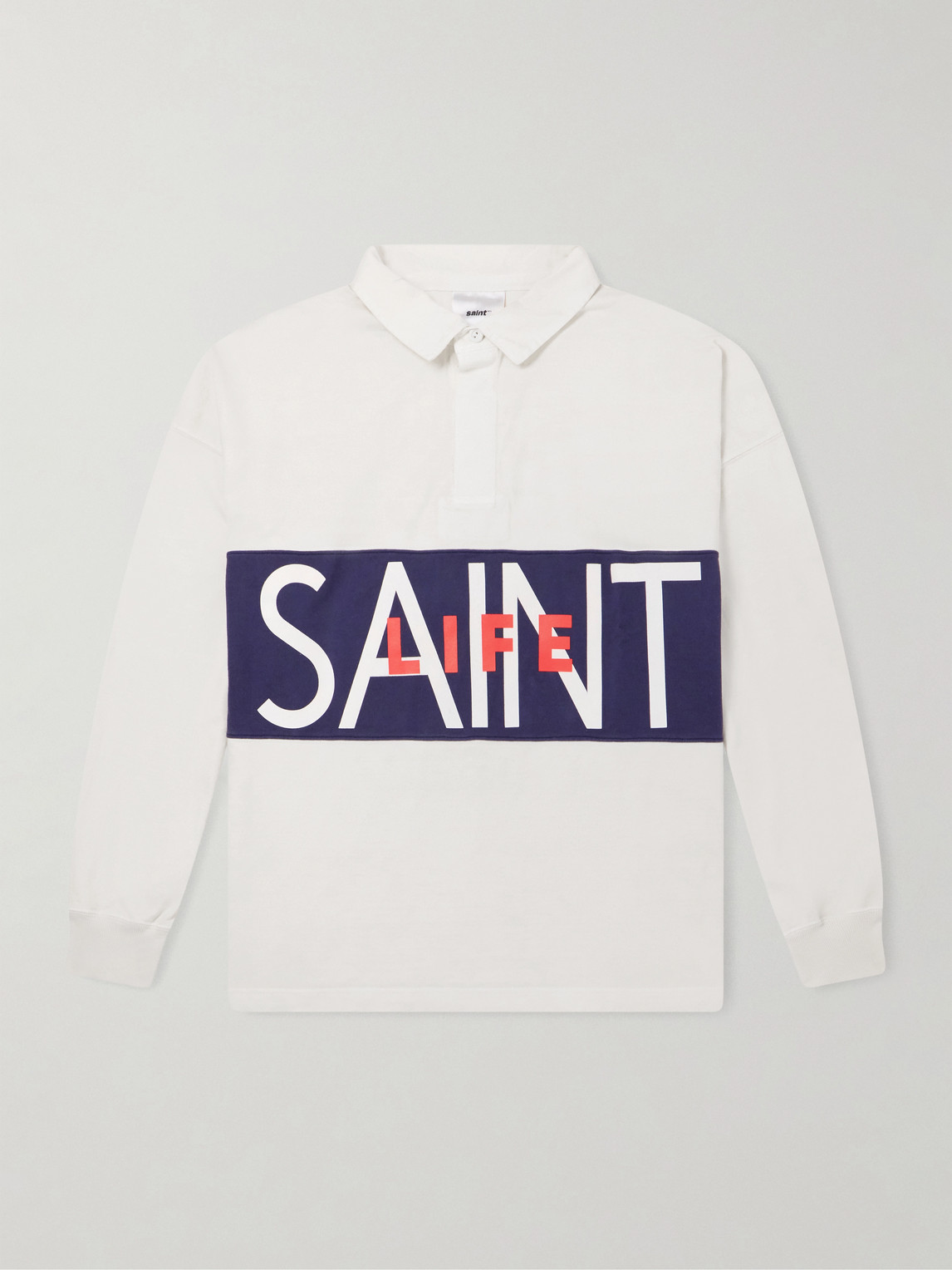 Saint Life Printed Cotton-Jersey Polo Shirt
