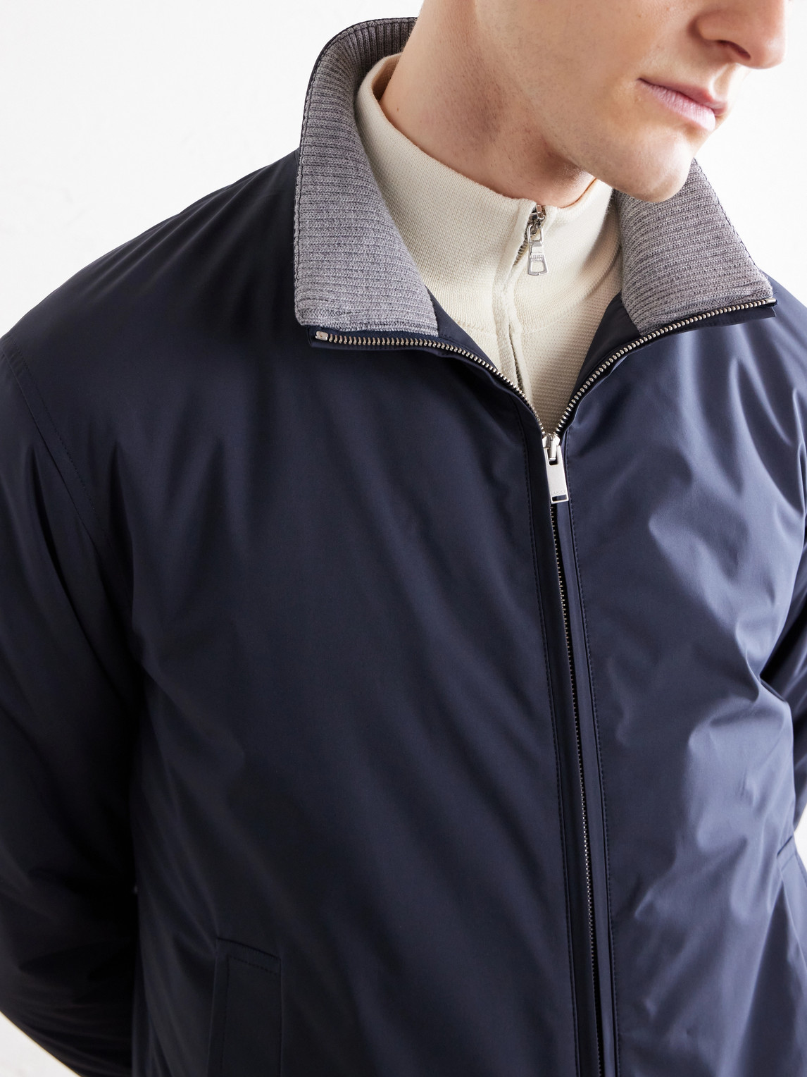 Lardini Shell Bomber Jacket In Blue