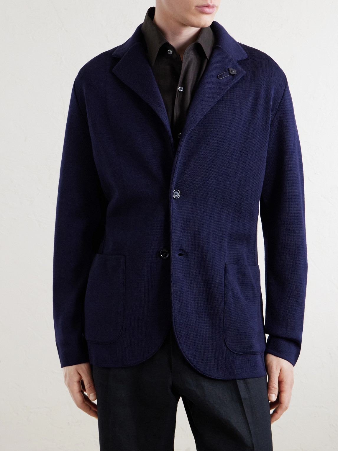  Lardini - Knitted Virgin Wool Blazer - Men - Blue - S 