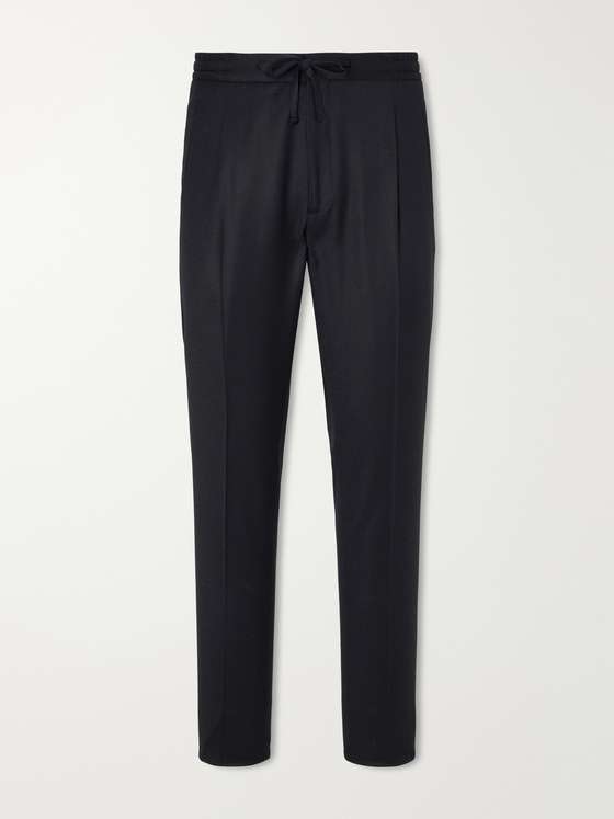 Lardini Straight-Leg Wool and Cashmere-Blend Flannel Trousers
