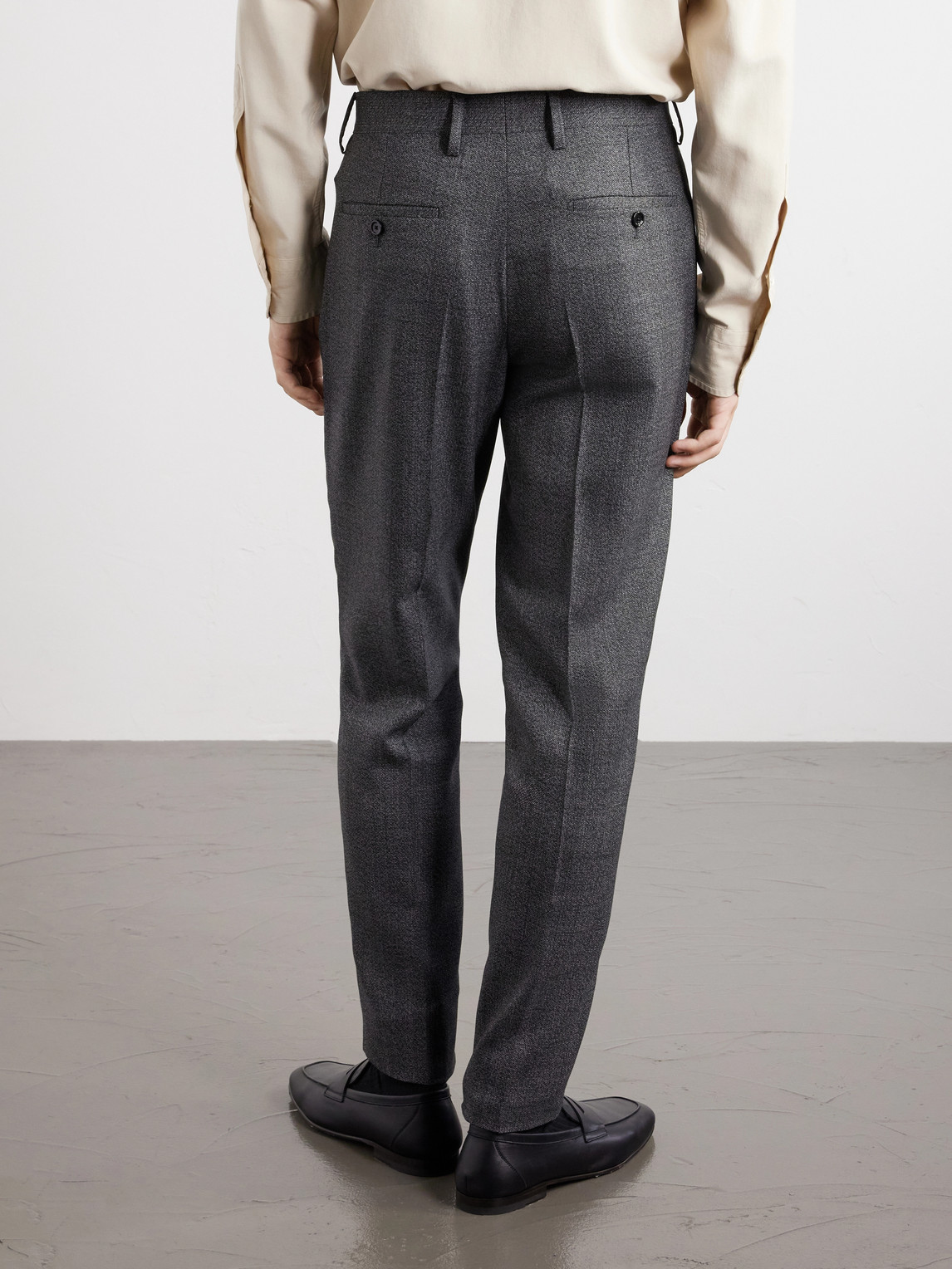 Straight-Leg Wool Suit Trousers