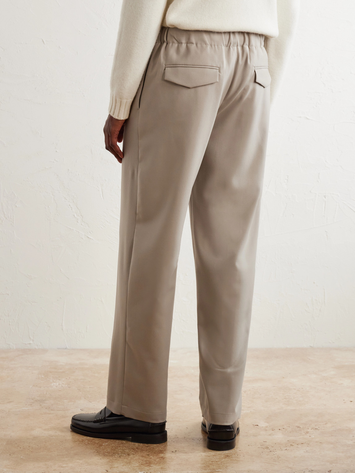 Straight-Leg Stretch-Wool Flannel Trousers