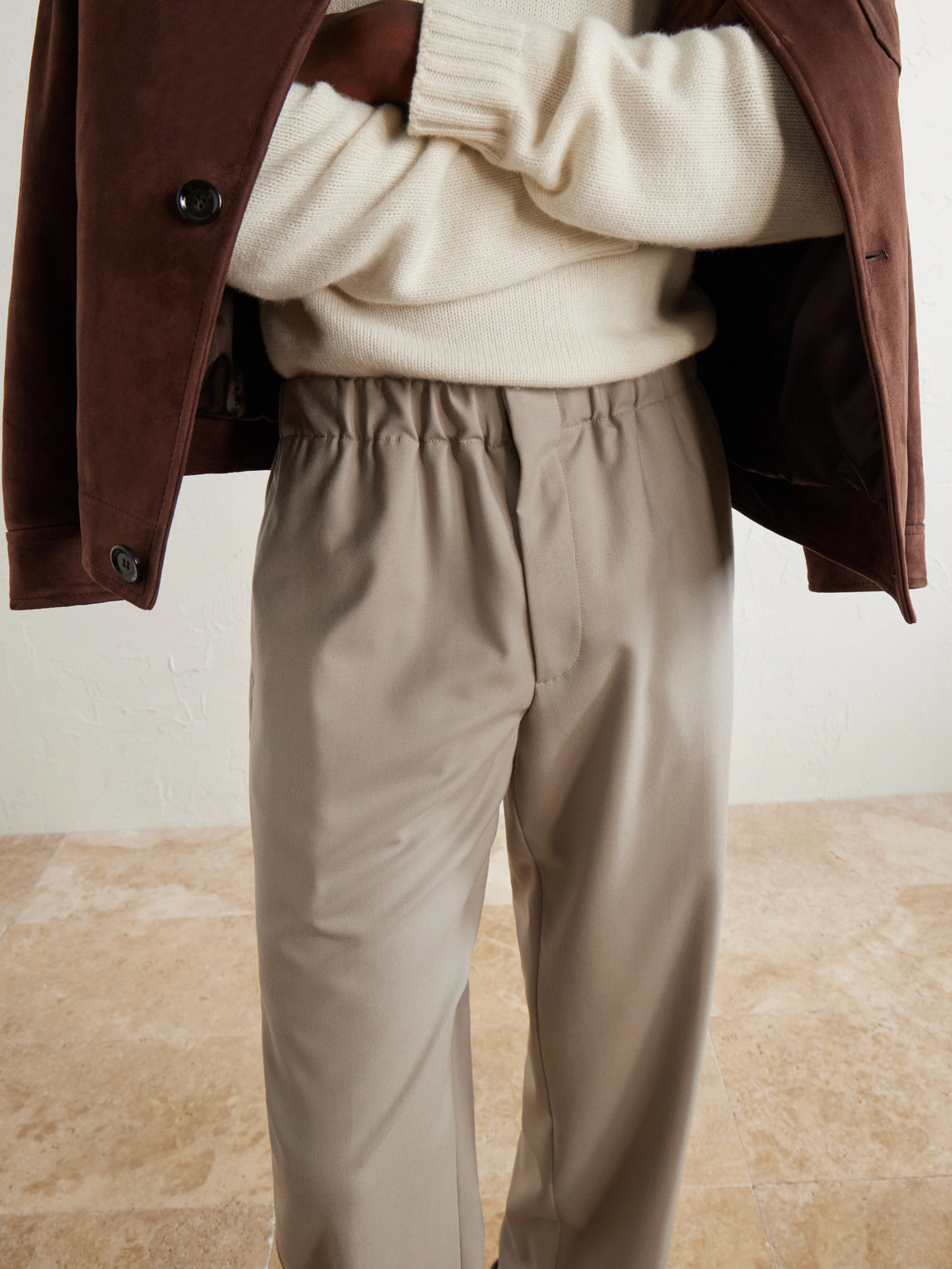 Straight-Leg Stretch-Wool Flannel Trousers
