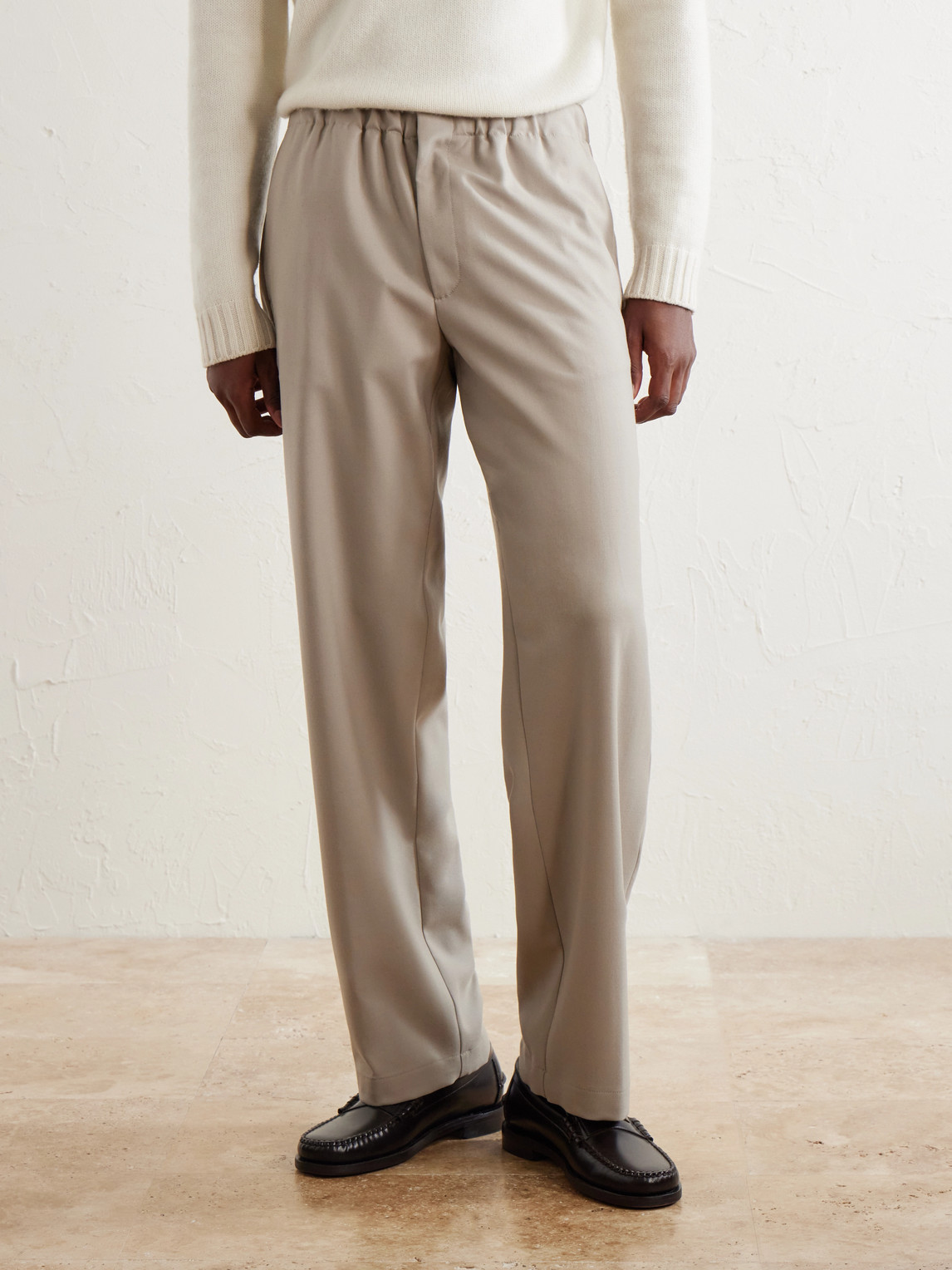 Straight-Leg Stretch-Wool Flannel Trousers