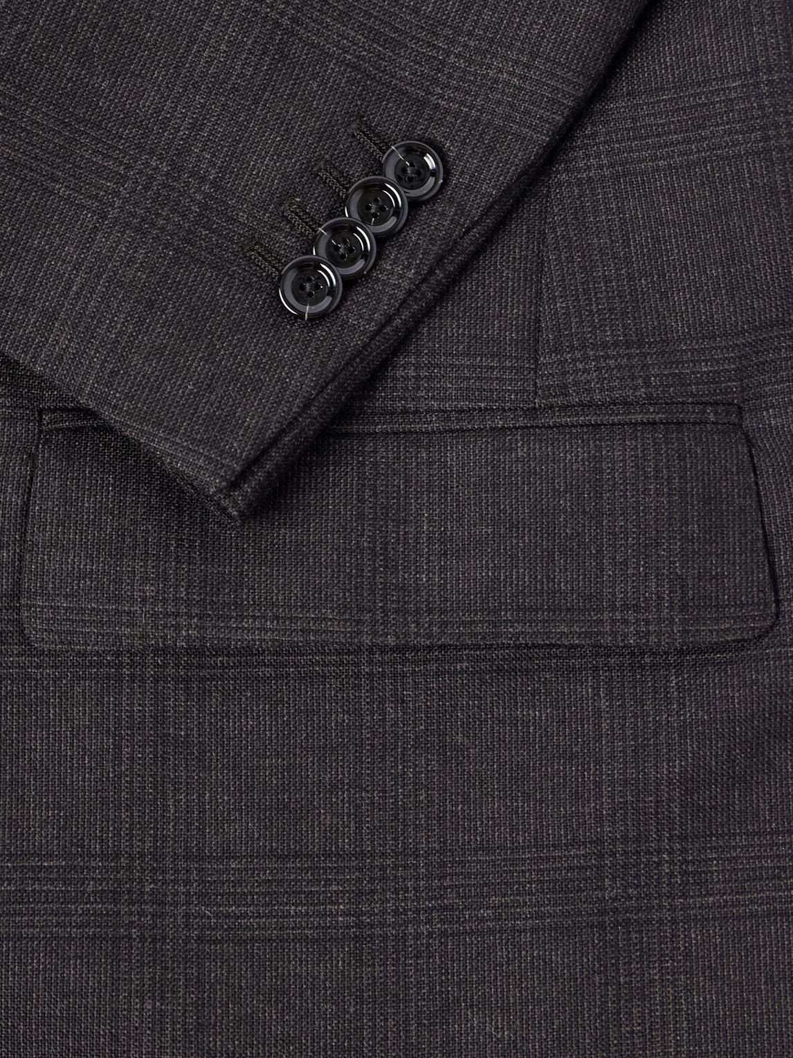 Prince Of Wales Checked Wool Suit Jacket