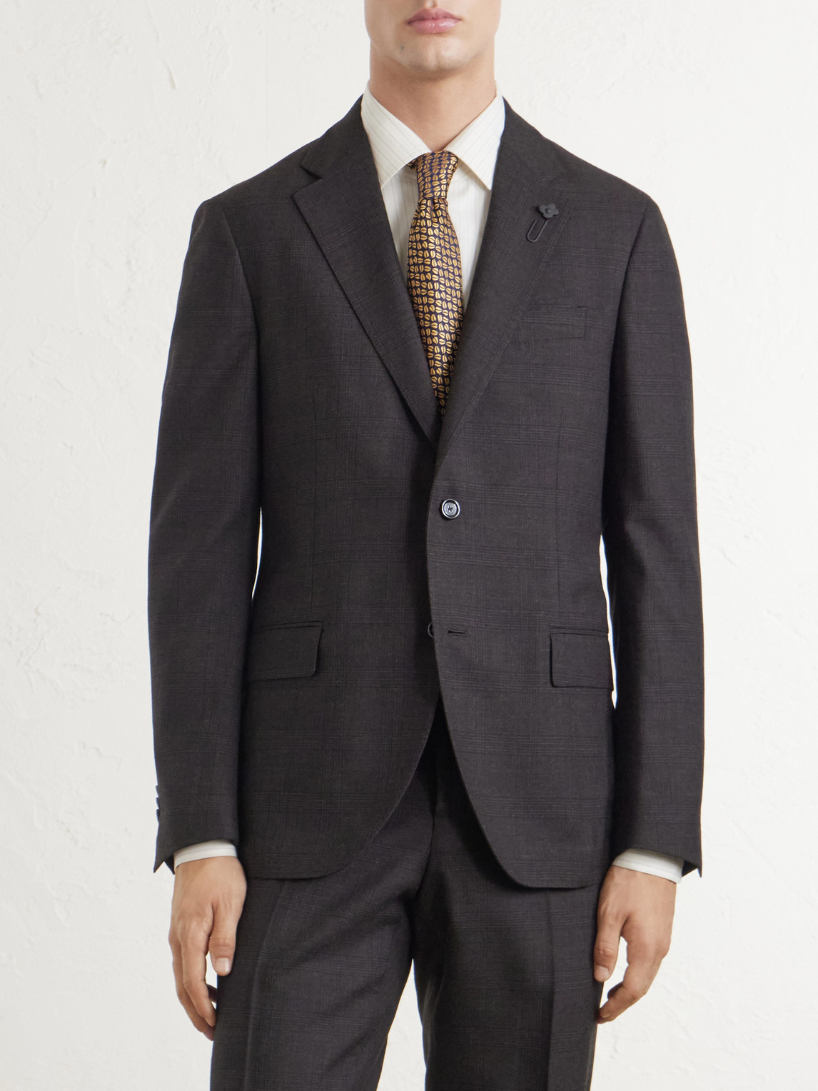 Prince Of Wales Checked Wool Suit Jacket
