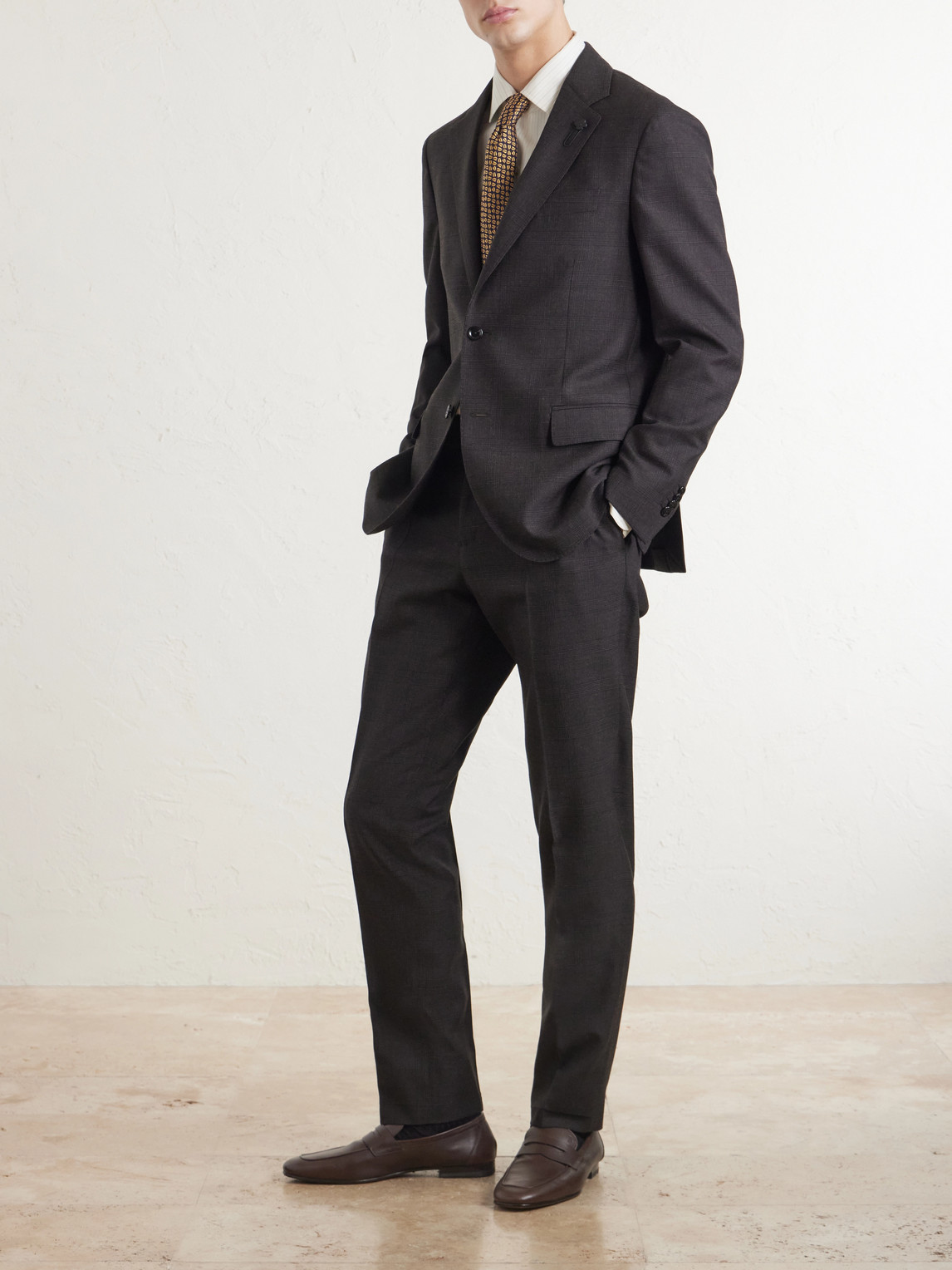 Prince Of Wales Checked Wool Suit Jacket