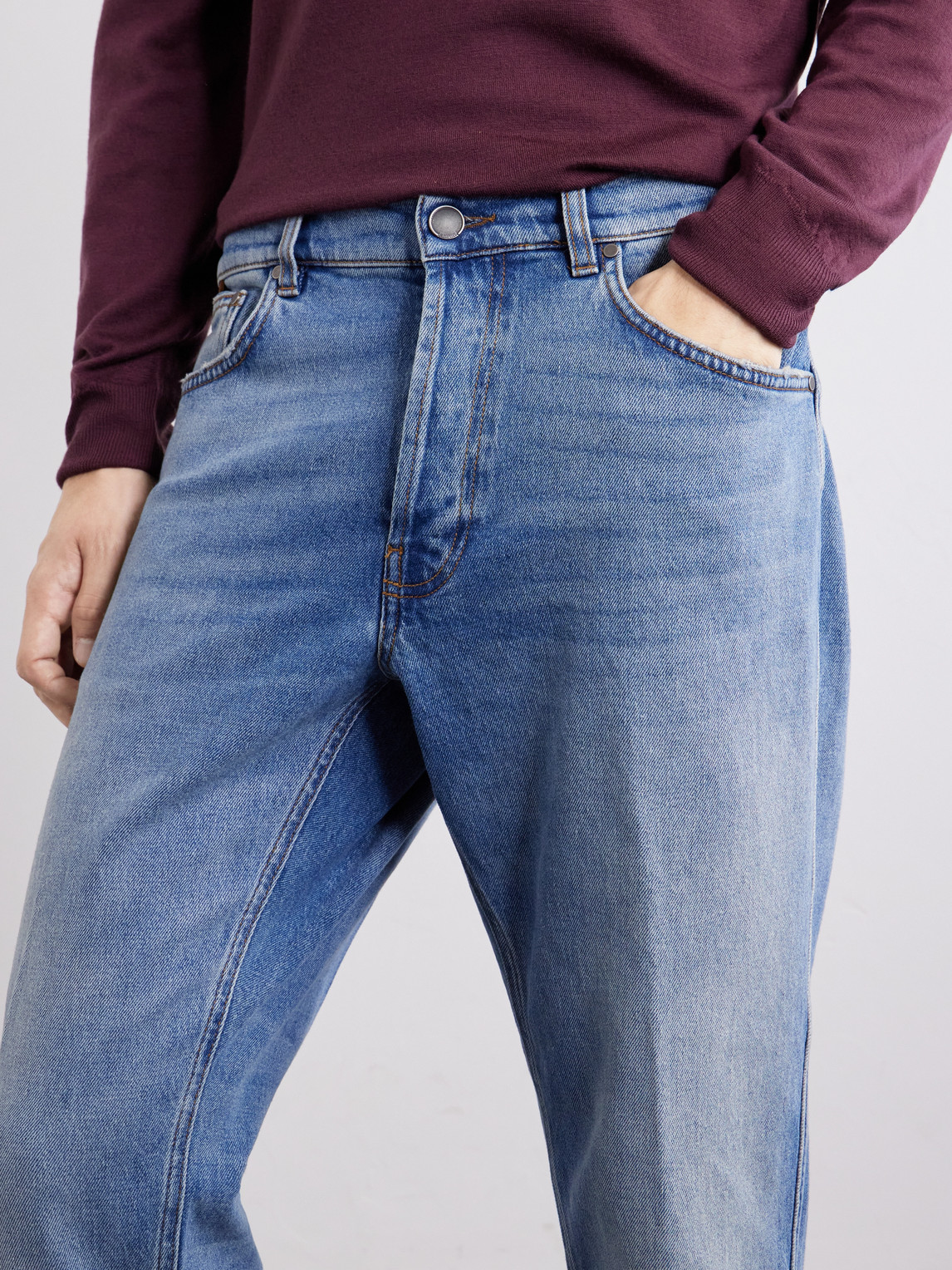 Straight-Leg Washed Jeans