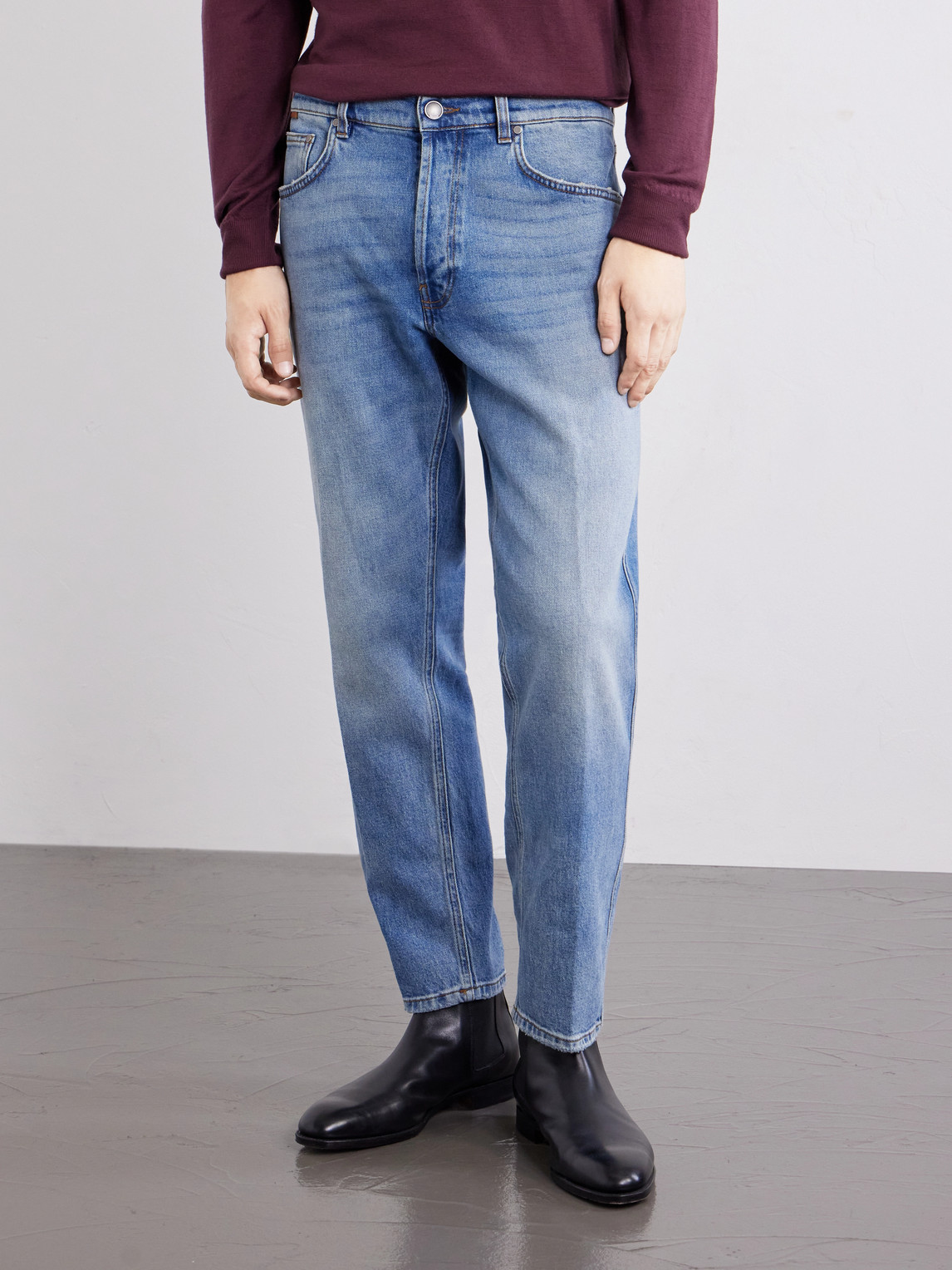 Straight-Leg Washed Jeans