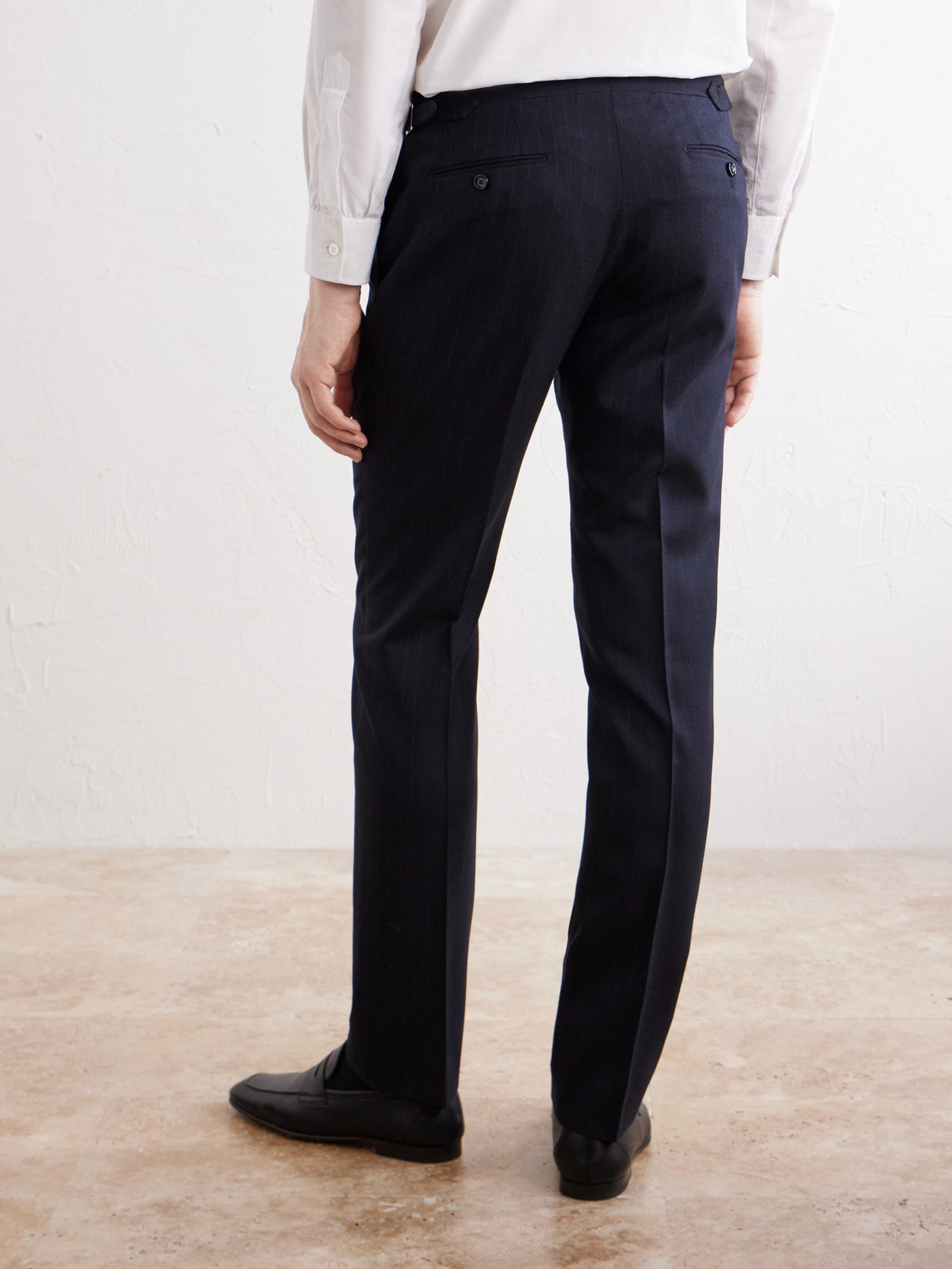  Lardini - Straight-leg Pleated Striped Wool Trousers - Men - Blue - It 46 