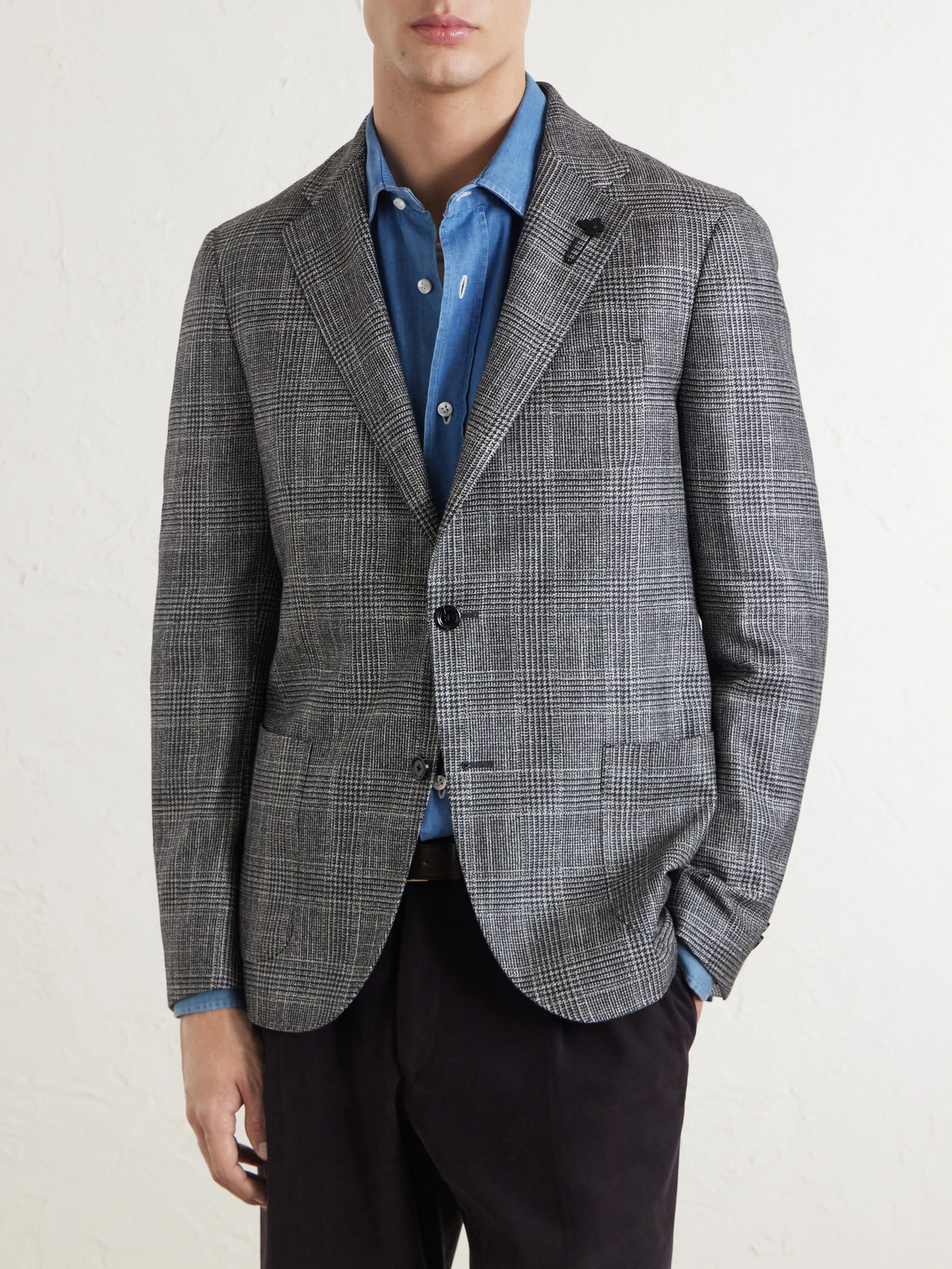 Prince Of Wales Checked Wool, Silk And Cashmere-Blend Blazer