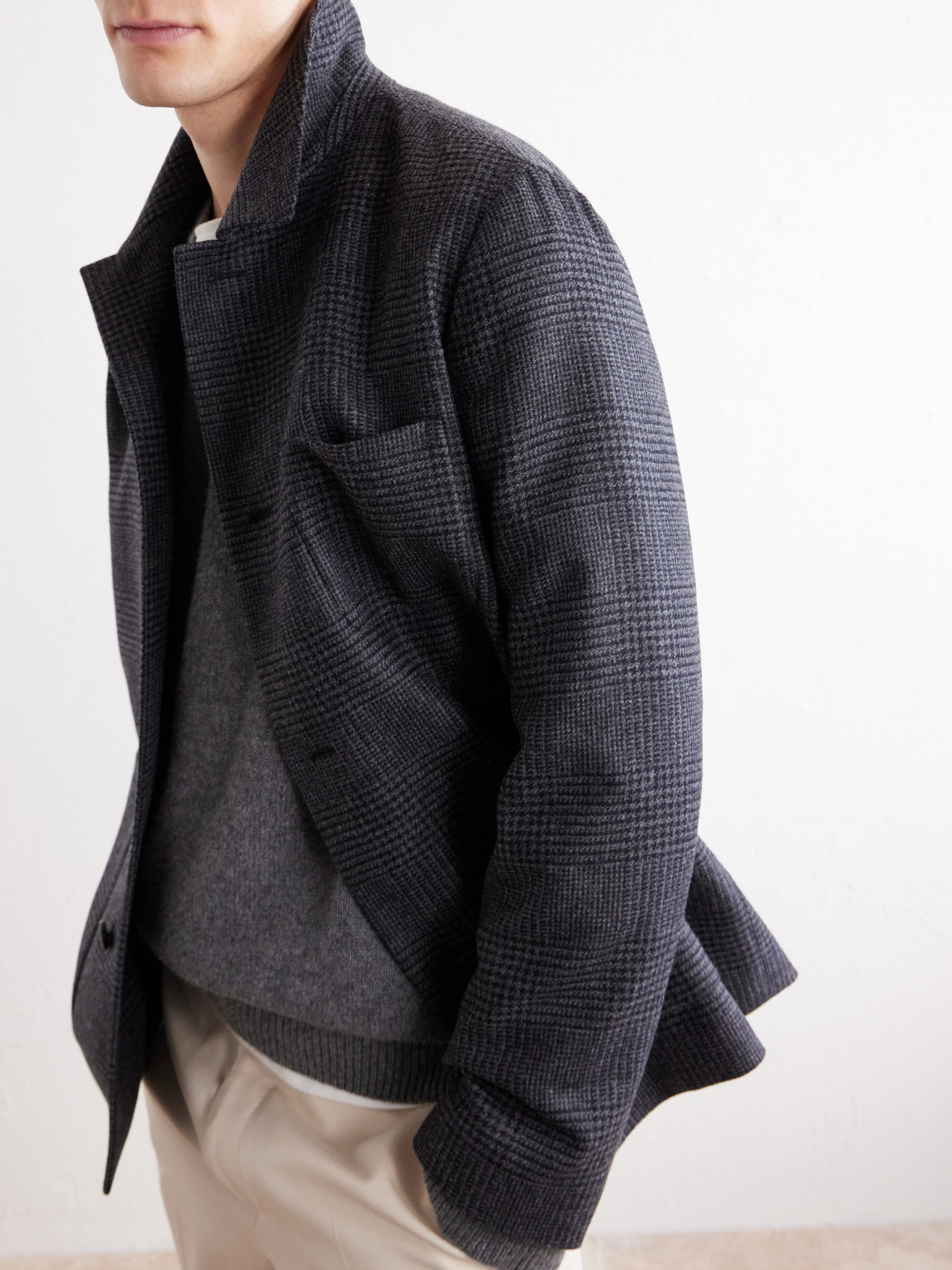 Prince Of Wales Checked Wool And Cashmere-Blend Jacket