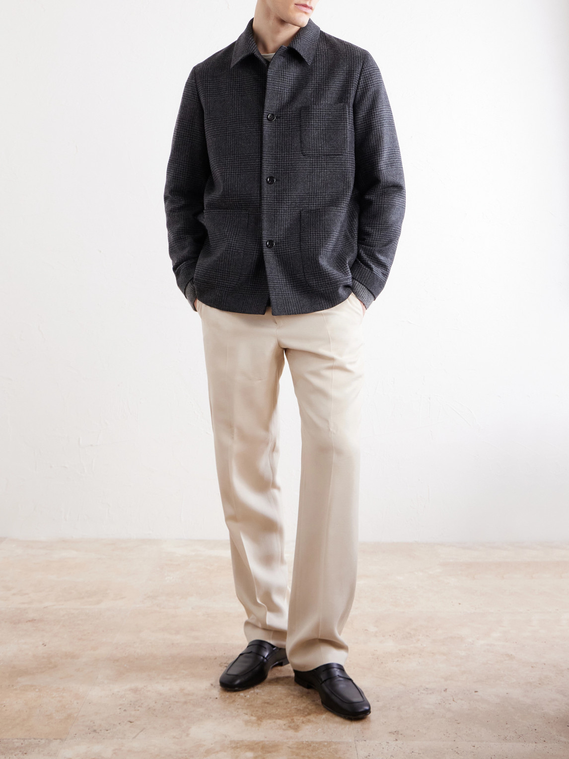 Prince Of Wales Checked Wool And Cashmere-Blend Jacket