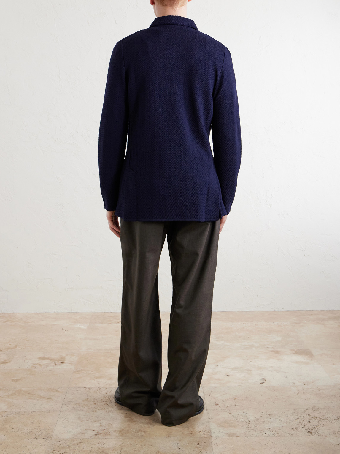  Lardini - Double-breasted Knitted Virgin Wool Blazer - Men - Blue - S 