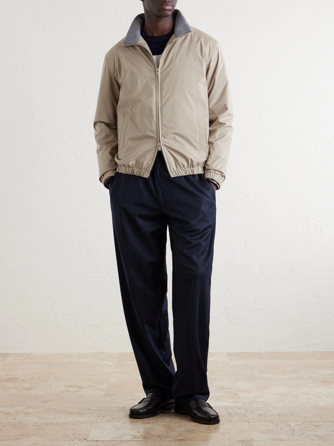 Lardini Shell Bomber Jacket In Neutral