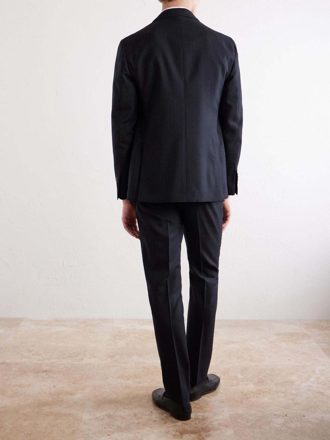 Pintriped Wool Suit Jacket Double-Breasted