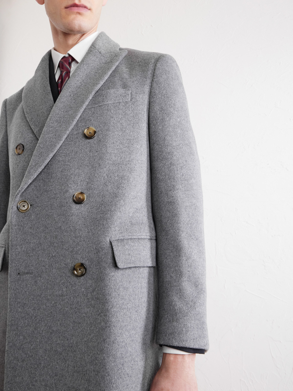 Lardini Double-breasted Wool Coat In Gray