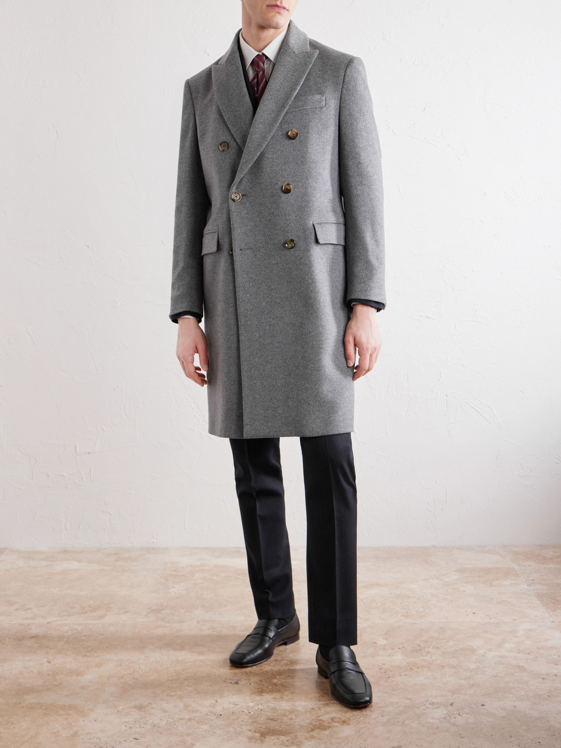  Lardini - Double-breasted Wool Coat - Men - Gray - It 46 