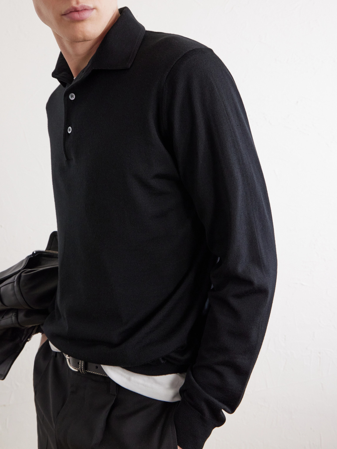 Virgin Wool Polo Sweater