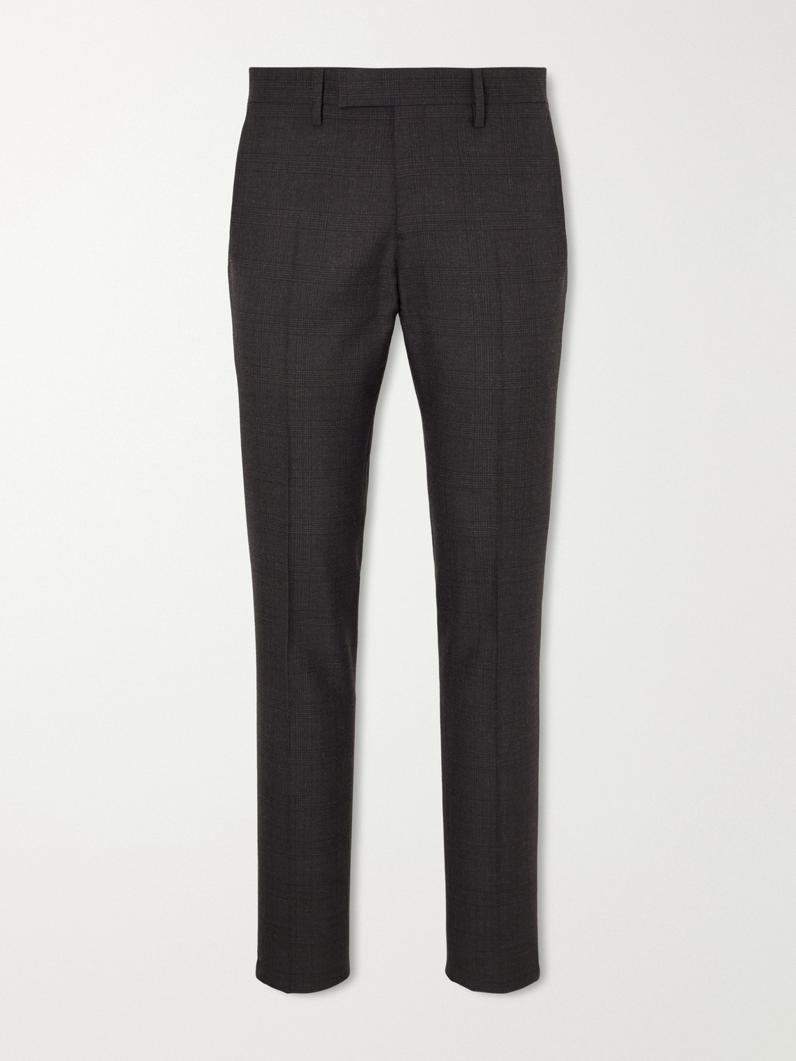 Lardini Prince Of Wales Checked Straight-leg Wool Trousers In Brown