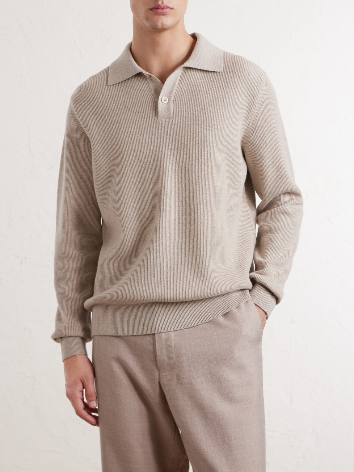 Knitted Wool And Cashmere-Blend Polo Shirt