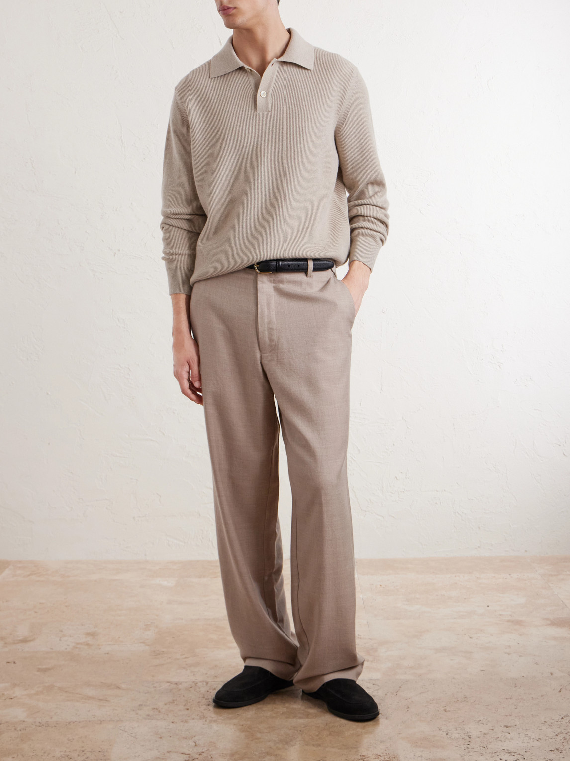 Knitted Wool And Cashmere-Blend Polo Shirt