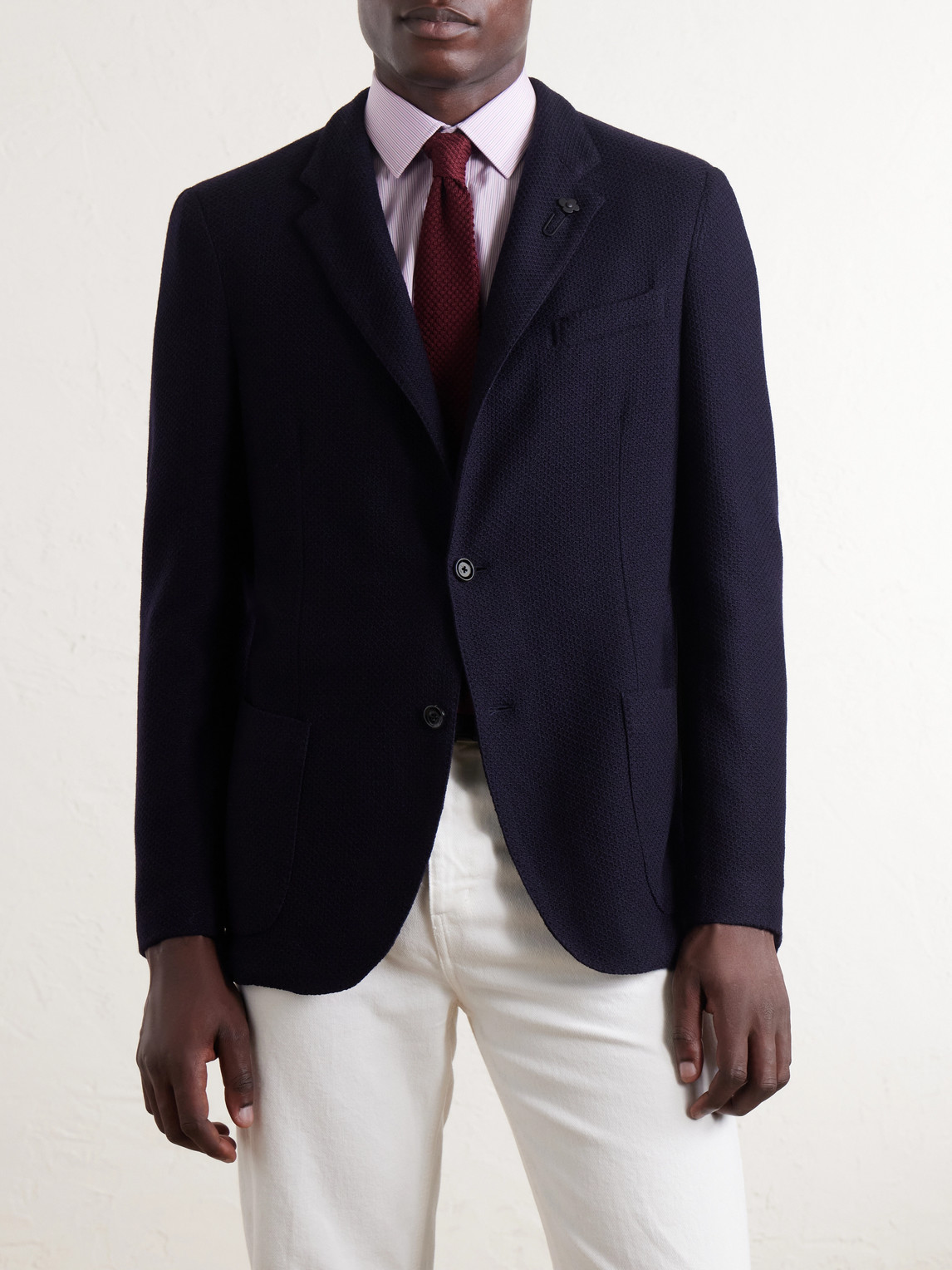 Honeycomb-Knit Wool Blazer