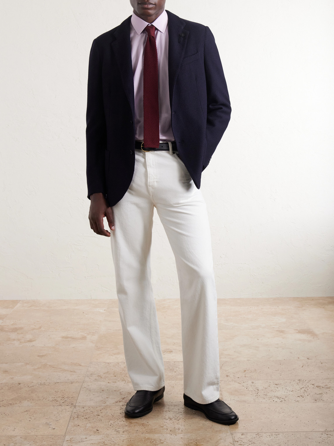 Honeycomb-Knit Wool Blazer