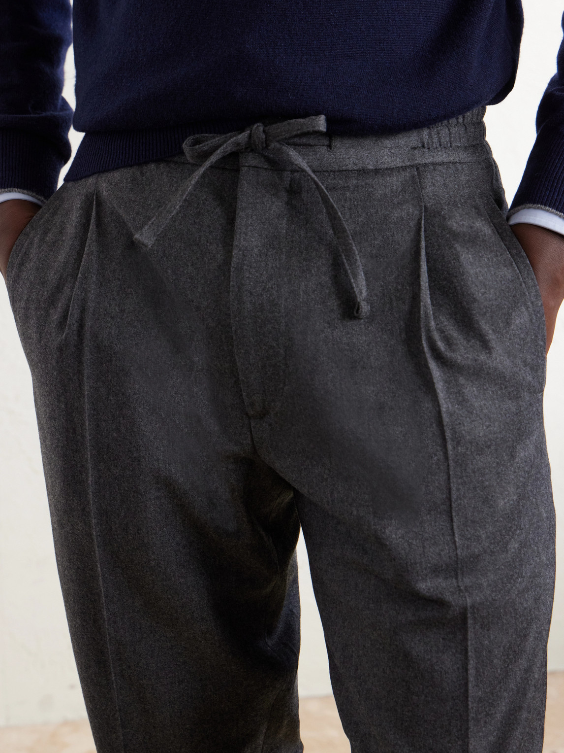 Straight-Leg Wool And Cashmere-Blend Flannel Trousers