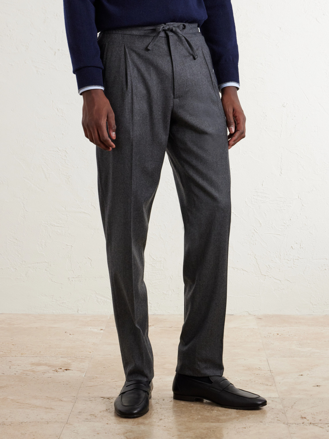 Straight-Leg Wool And Cashmere-Blend Flannel Trousers