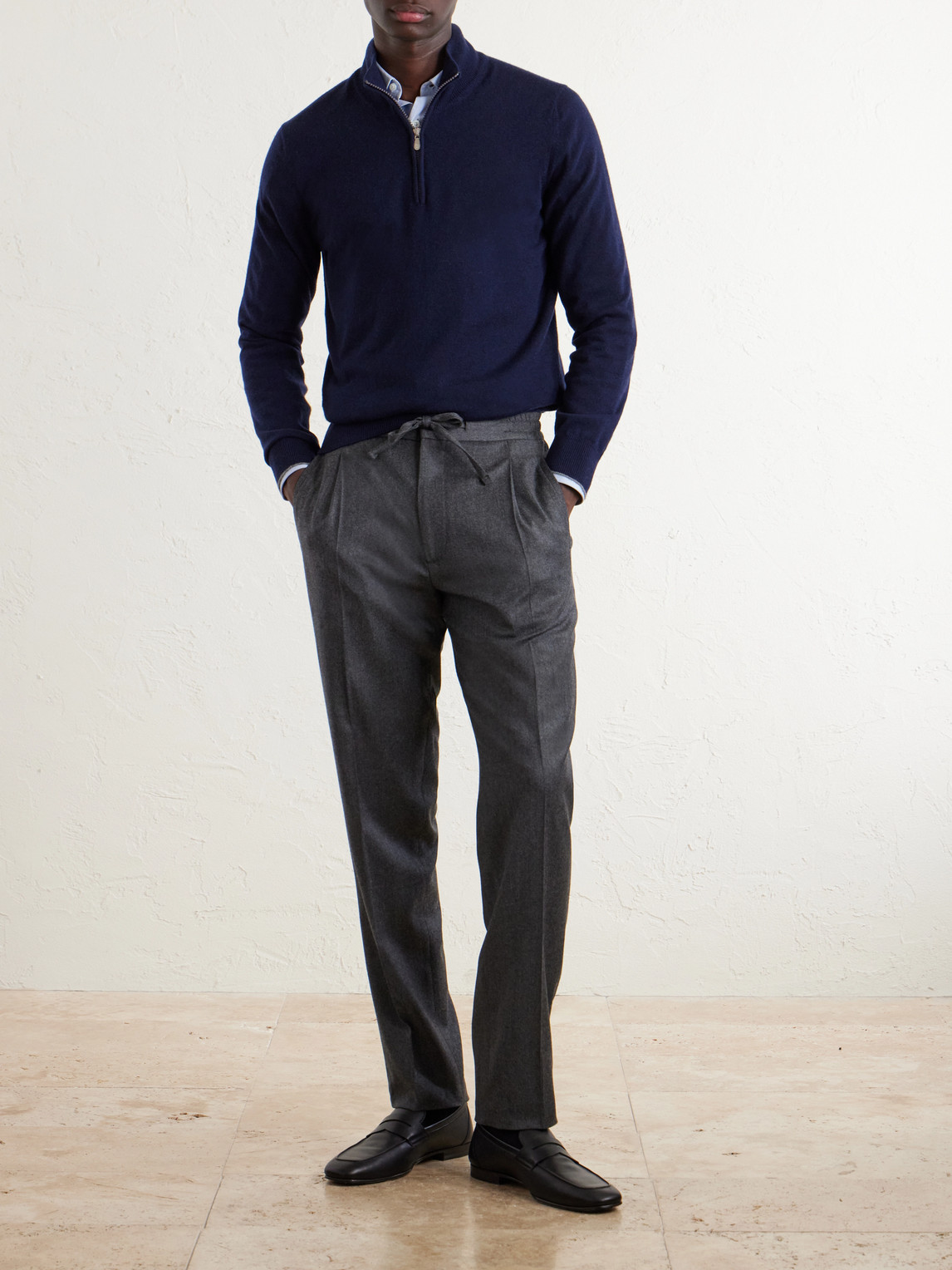 Straight-Leg Wool And Cashmere-Blend Flannel Trousers