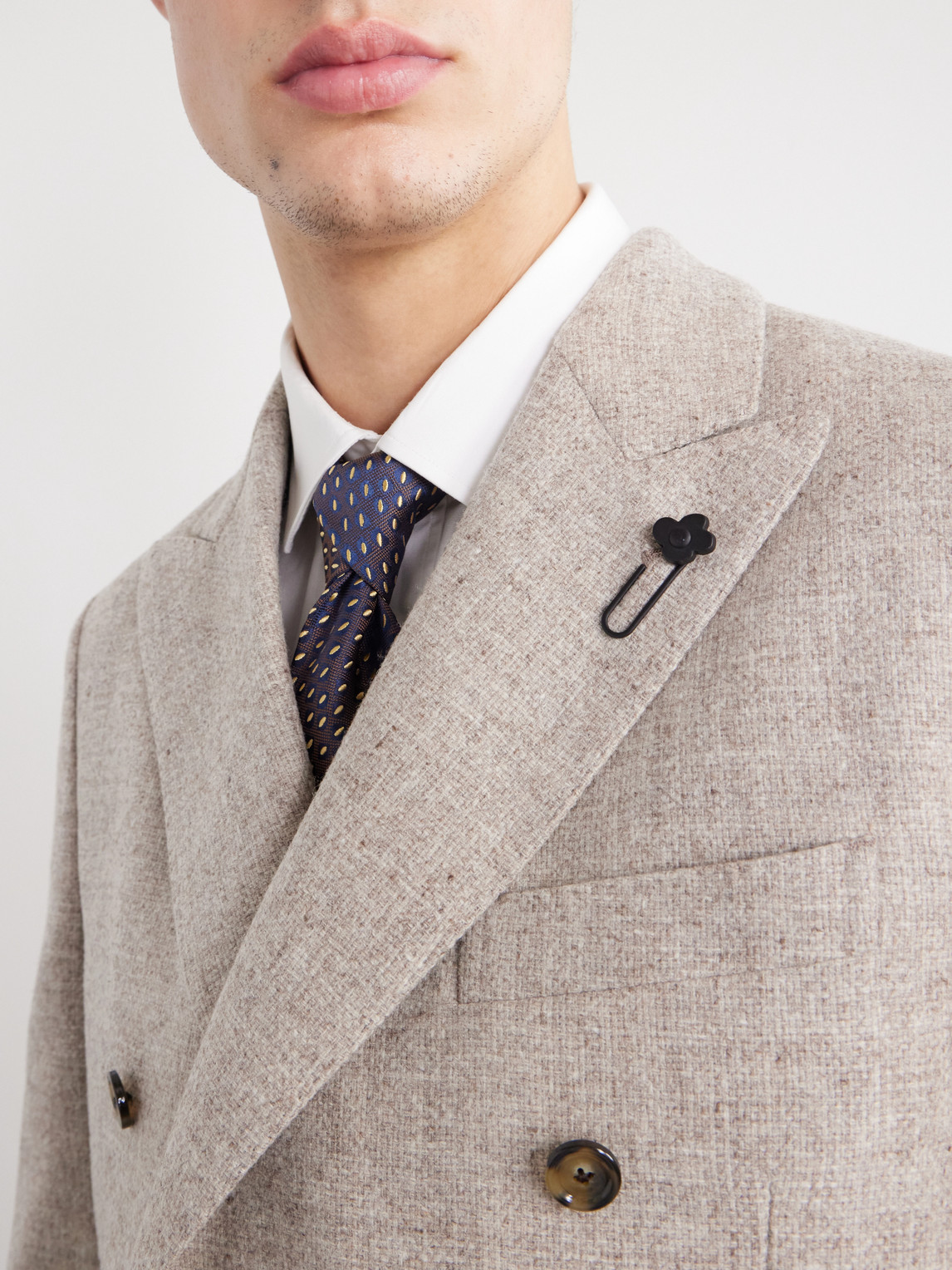 Lardini Wool Canvas Blazer In Neutral