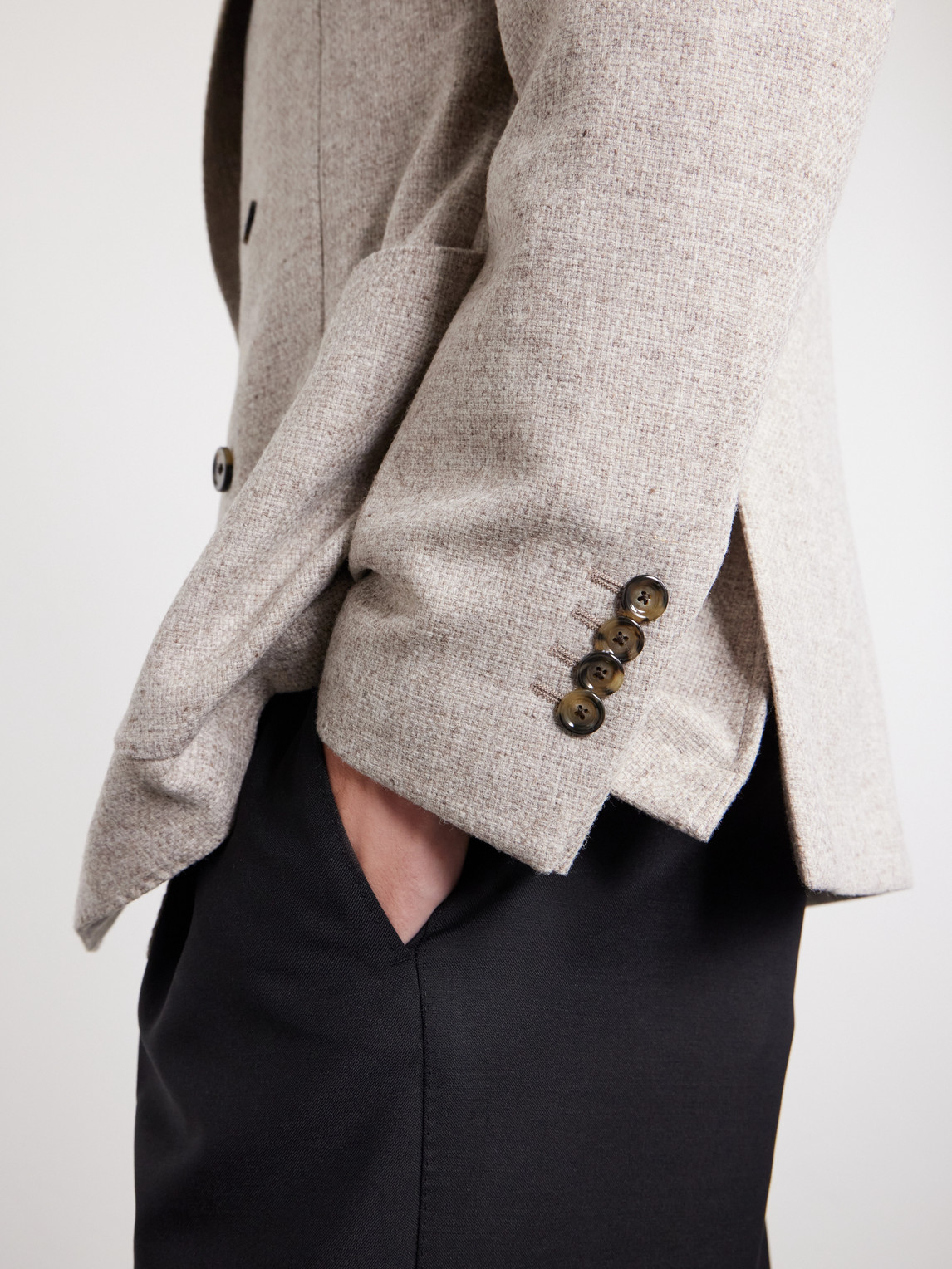 Lardini Wool Canvas Blazer In Neutral
