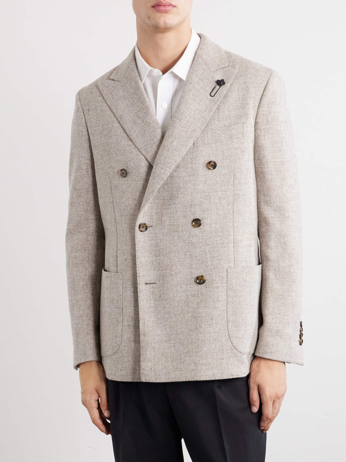 Lardini Wool Canvas Blazer In Neutral