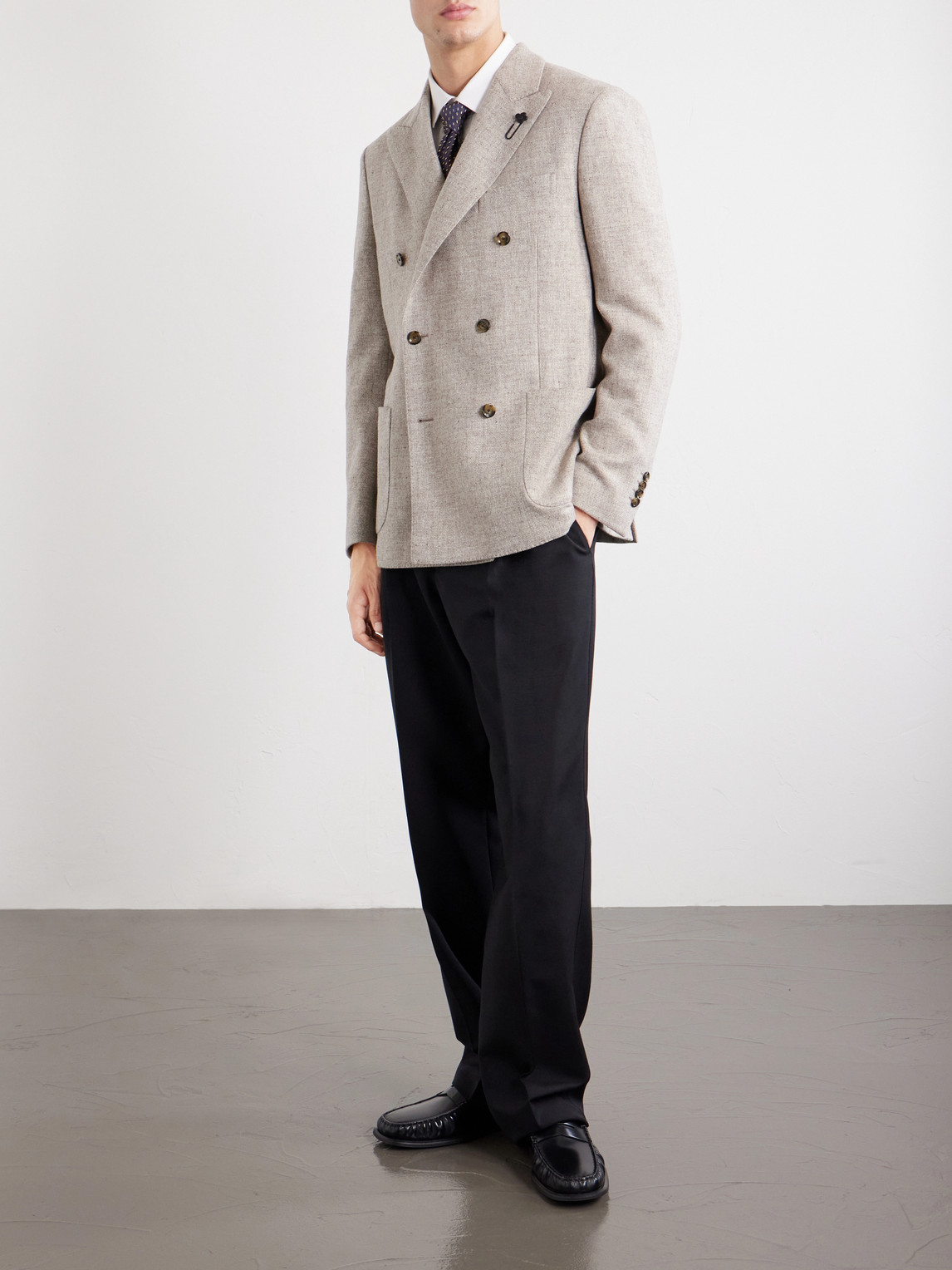 Lardini Wool Canvas Blazer In Neutral