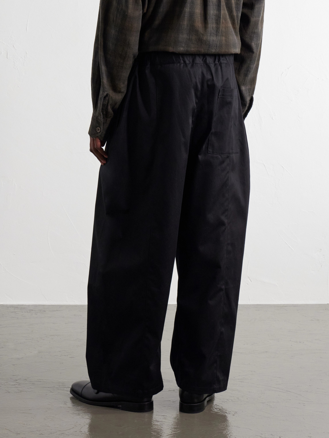 Wide-Leg Pleated Cotton-Drill Trousers