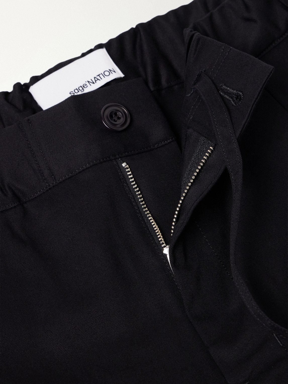 Wide-Leg Pleated Cotton-Drill Trousers