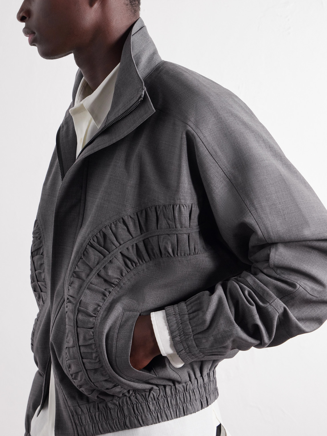 Fossil Ruched Panelled Twill Blouson Jacket