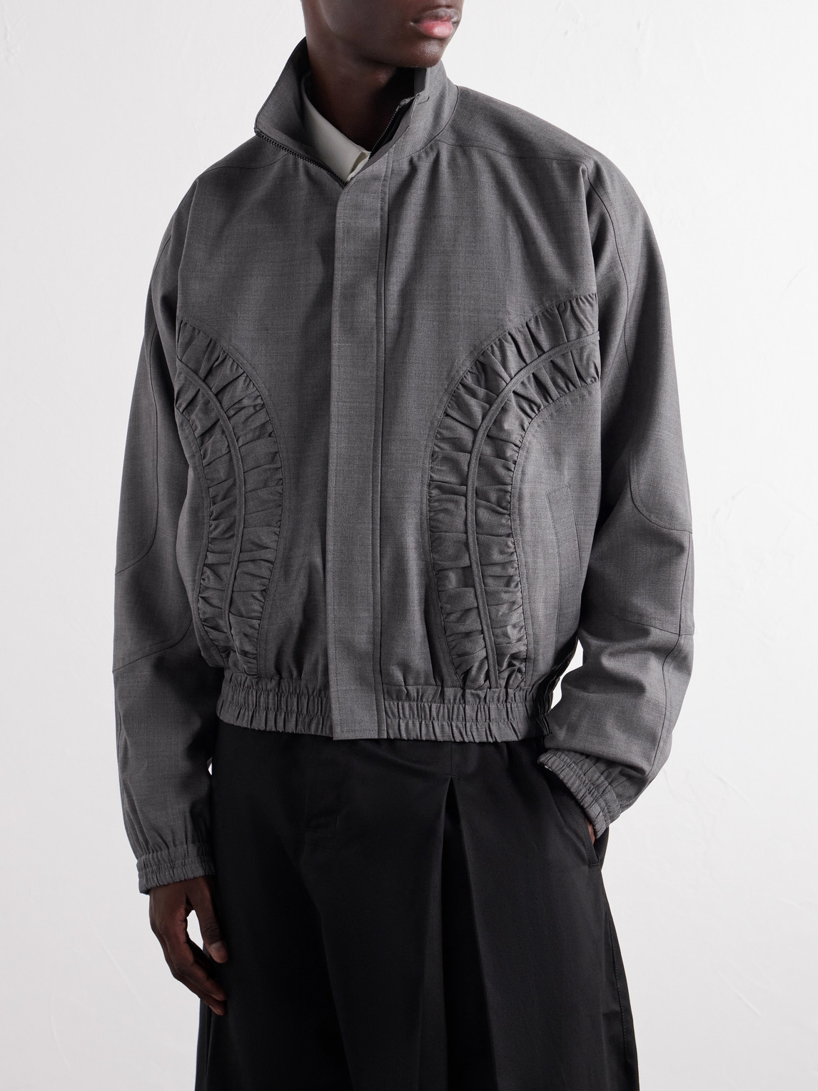 Fossil Ruched Panelled Twill Blouson Jacket