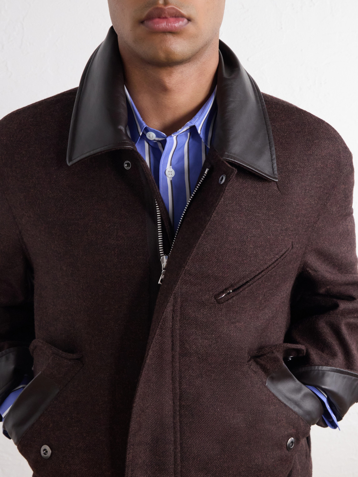 Painter Leather-Trimmed Wool-Twill Blouson Jacket