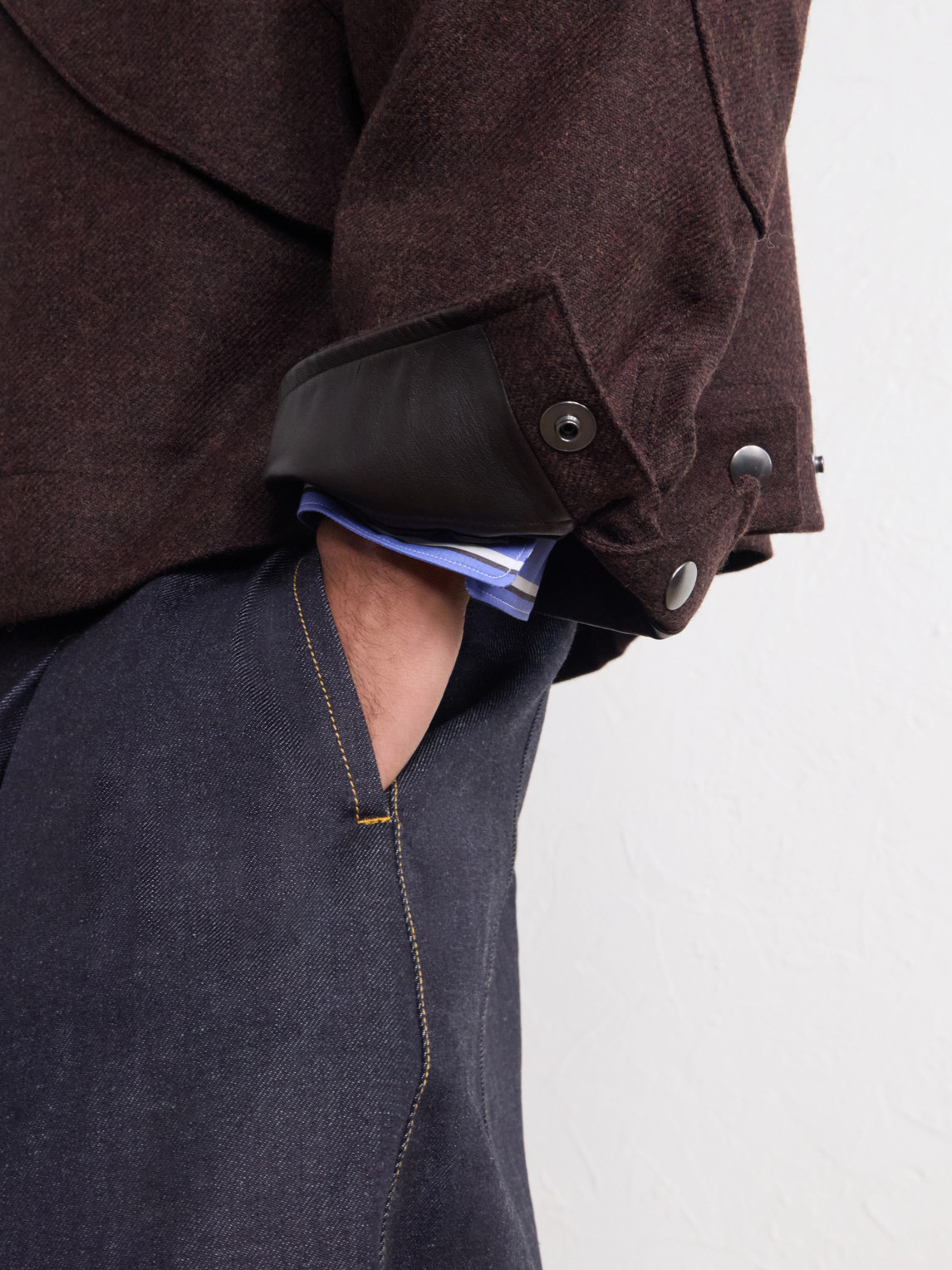 Painter Leather-Trimmed Wool-Twill Blouson Jacket