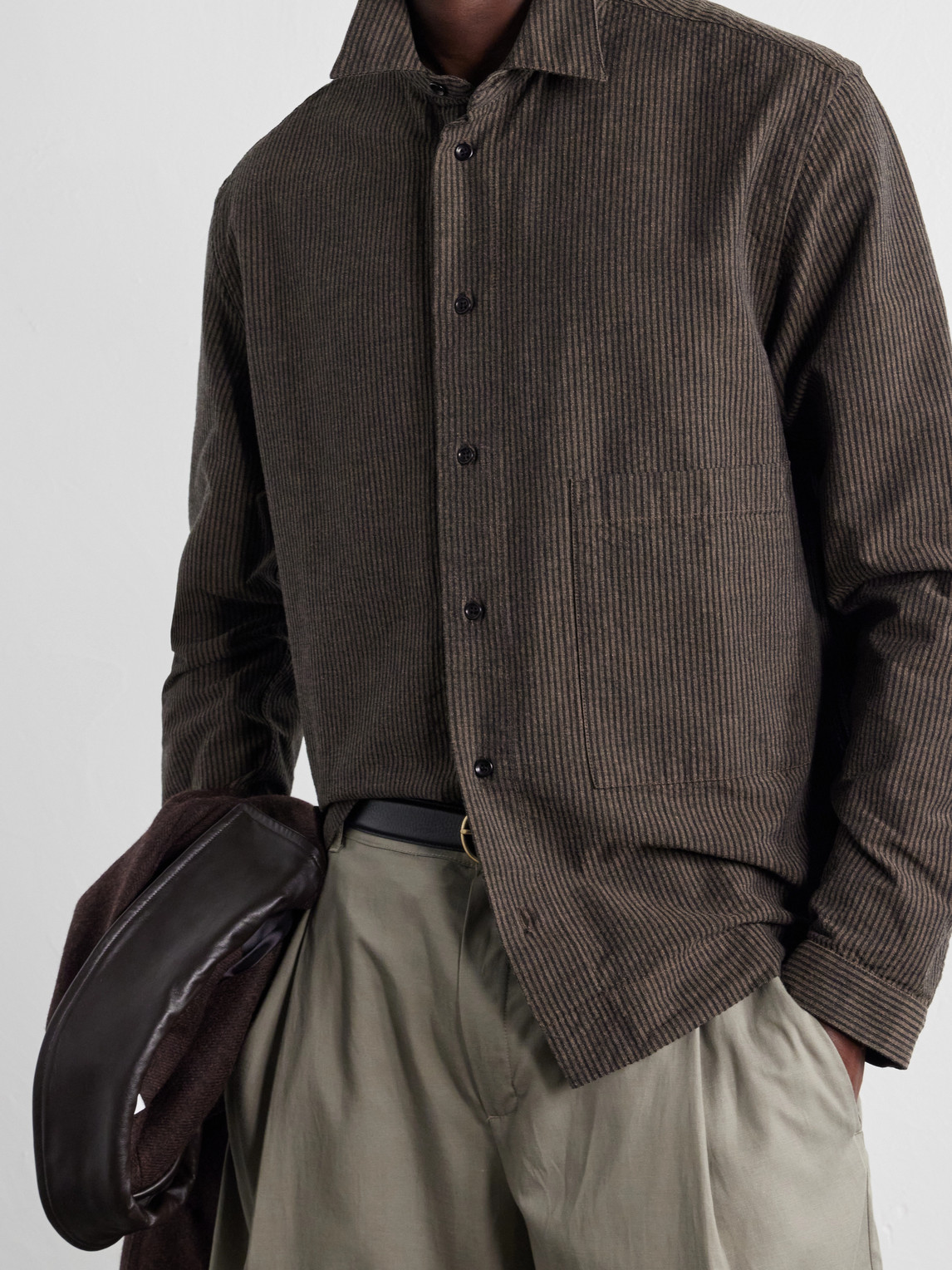 Natal Striped Cotton And Wool-Blend Seersucker Shirt