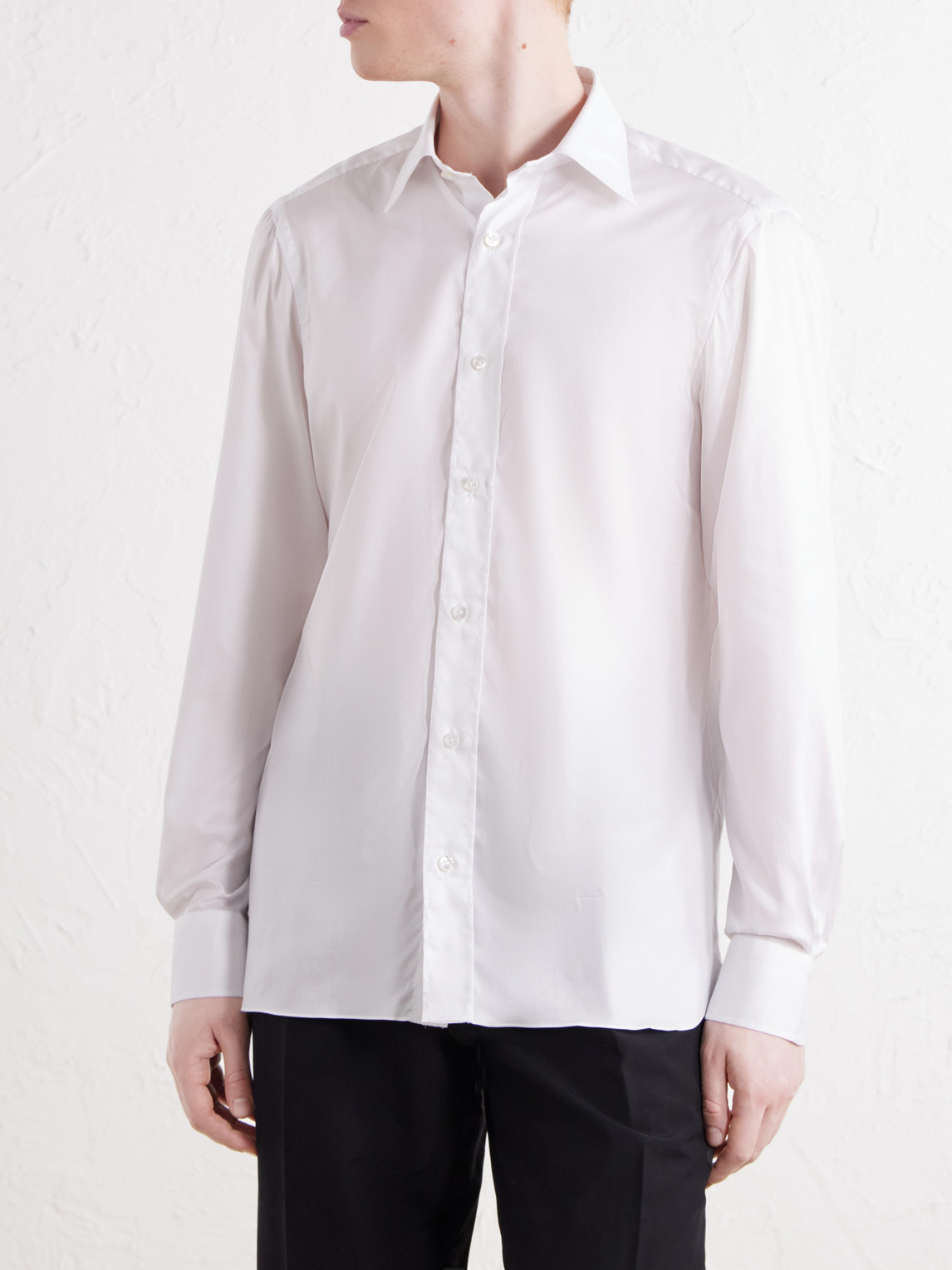 Cutaway-Collar Cotton-Twill Shirt