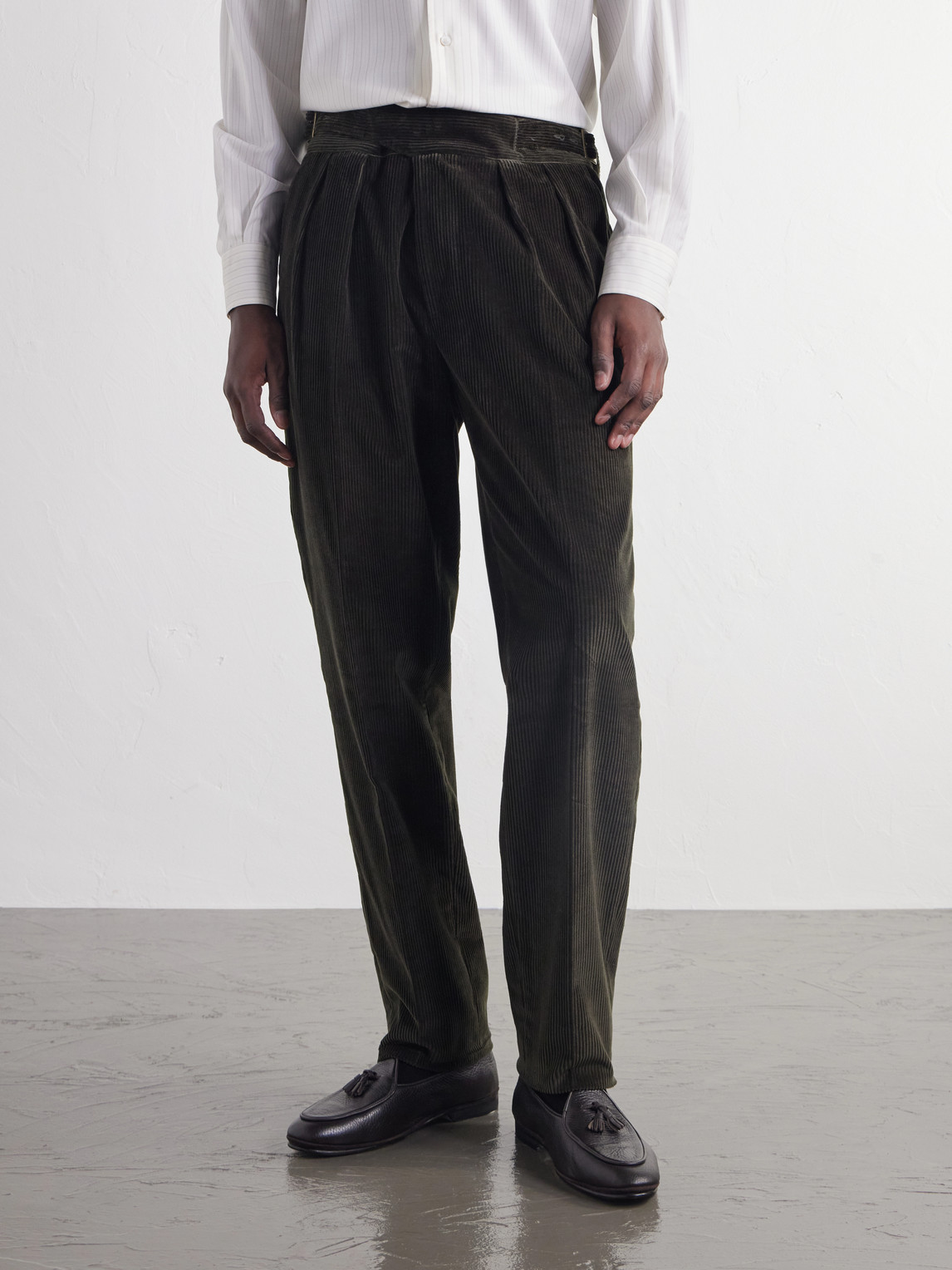 Manny Tapered Pleated Cotton- Corduroy