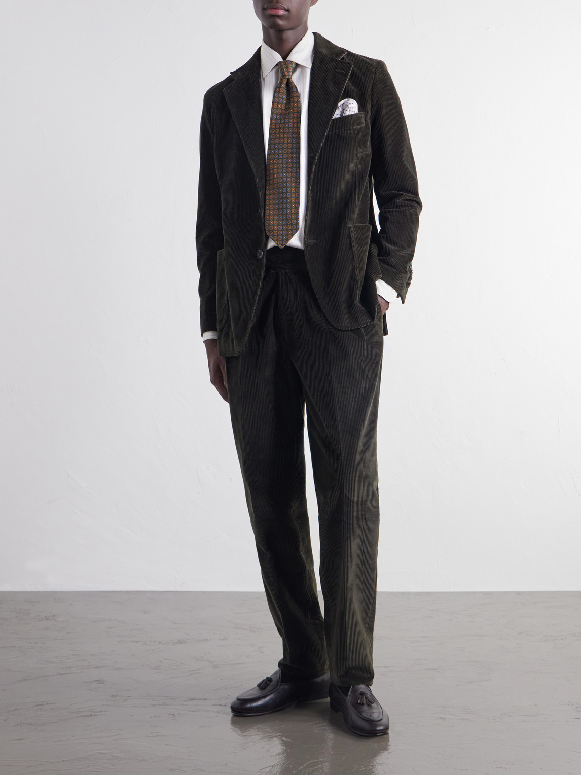 Manny Tapered Pleated Cotton- Corduroy
