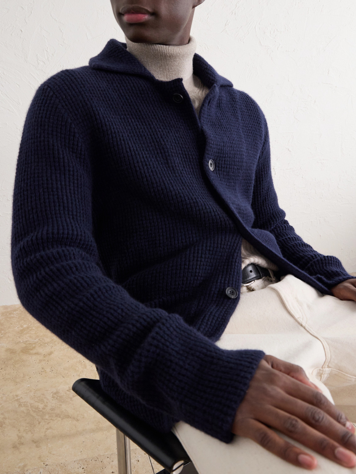 Waffle-Knit Cashmere Cardigan
